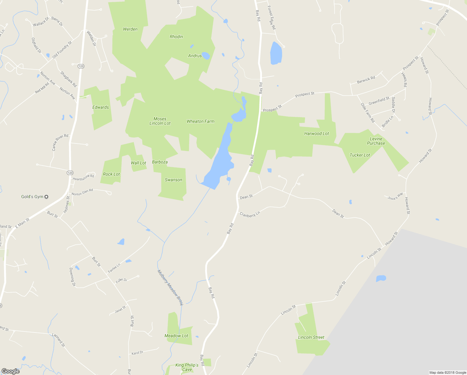 map of restaurants, bars, coffee shops, grocery stores, and more near 569 Bay Road in Easton