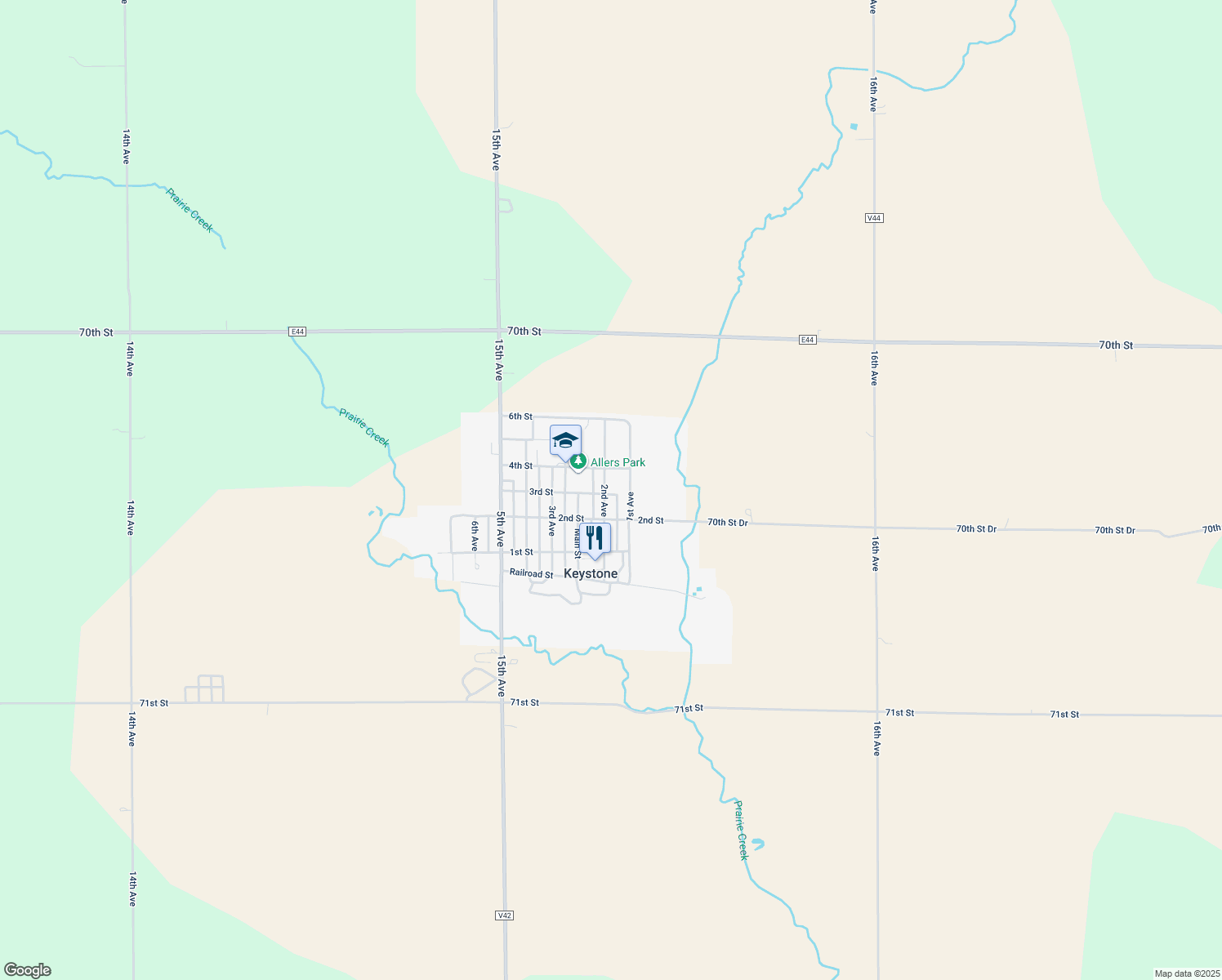 map of restaurants, bars, coffee shops, grocery stores, and more near 108 3rd Street in Keystone