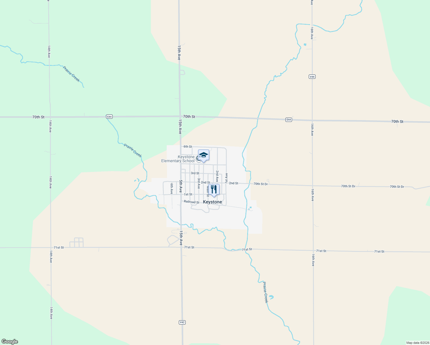 map of restaurants, bars, coffee shops, grocery stores, and more near 202 3rd St in Keystone