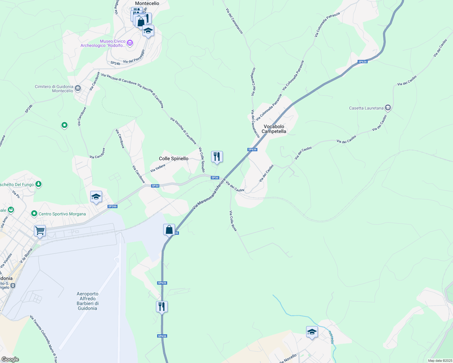 map of restaurants, bars, coffee shops, grocery stores, and more near 430 Via dei Caolini in Città metropolitana di Roma Capitale