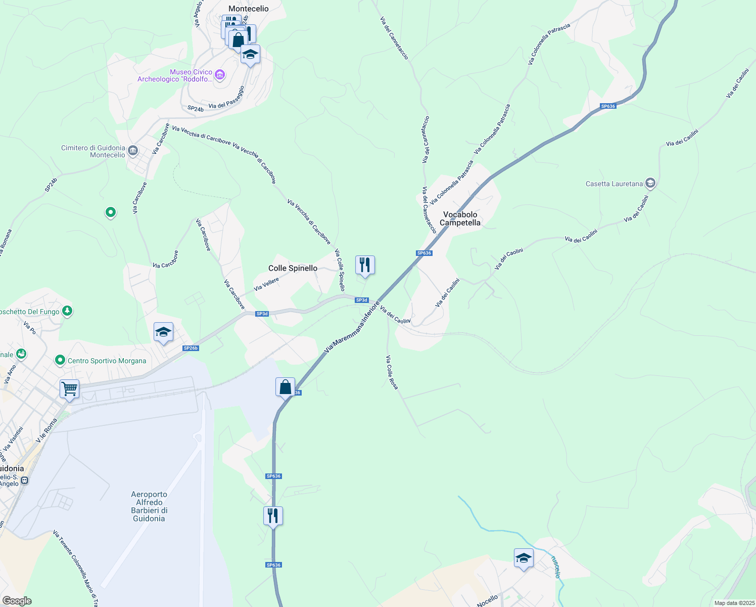 map of restaurants, bars, coffee shops, grocery stores, and more near 430 Via dei Caolini in Città metropolitana di Roma Capitale