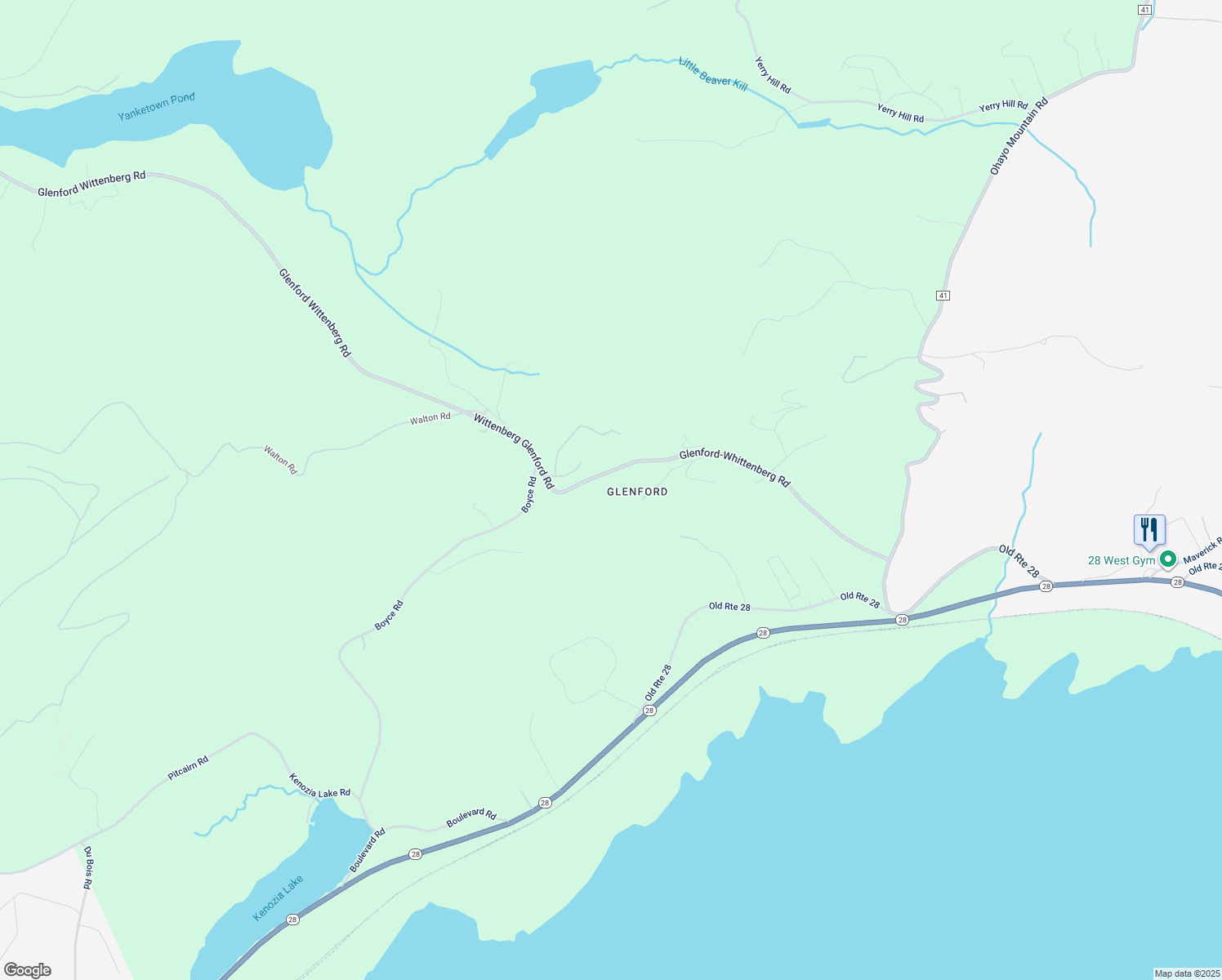 map of restaurants, bars, coffee shops, grocery stores, and more near in West Hurley