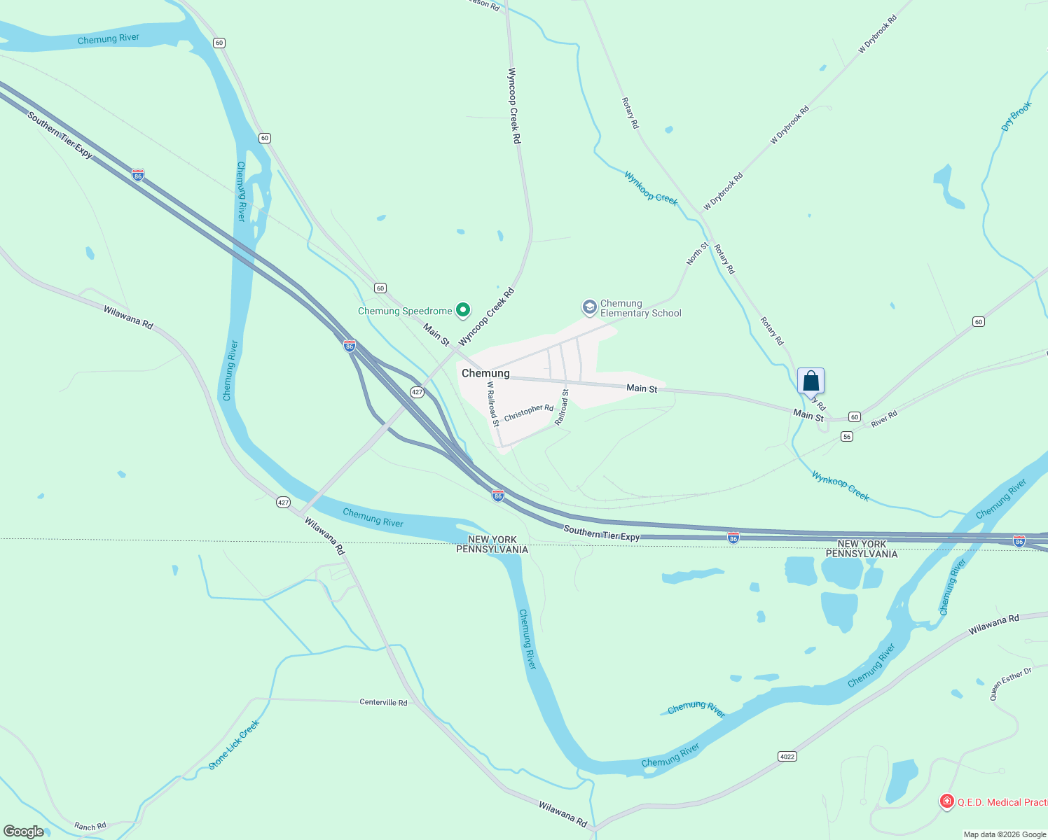 map of restaurants, bars, coffee shops, grocery stores, and more near 27 Christopher Rd in Chemung