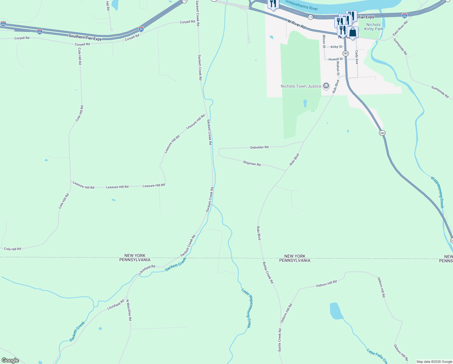 map of restaurants, bars, coffee shops, grocery stores, and more near 540 Shipman Road in Nichols