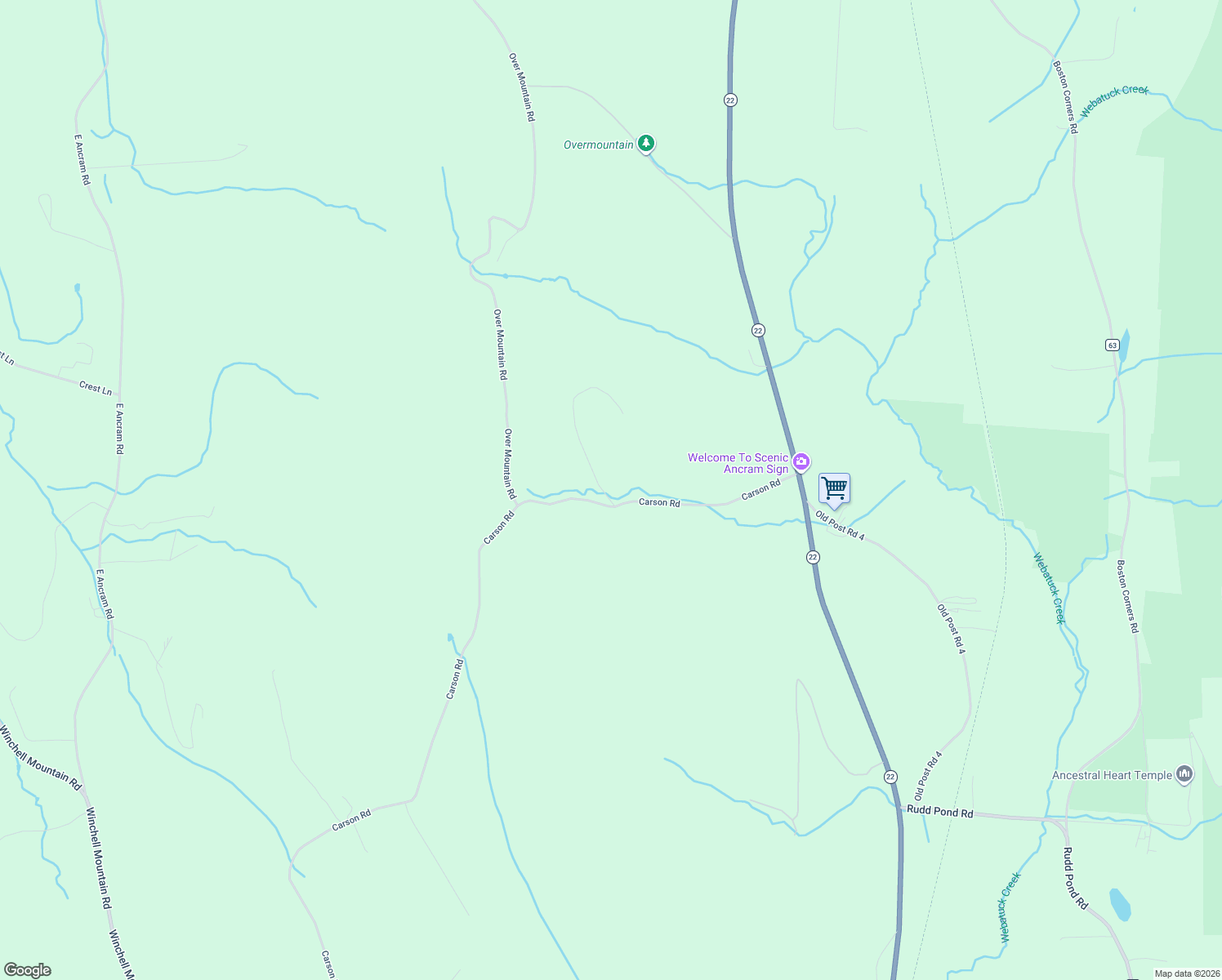 map of restaurants, bars, coffee shops, grocery stores, and more near 462 Carson Road in Millerton