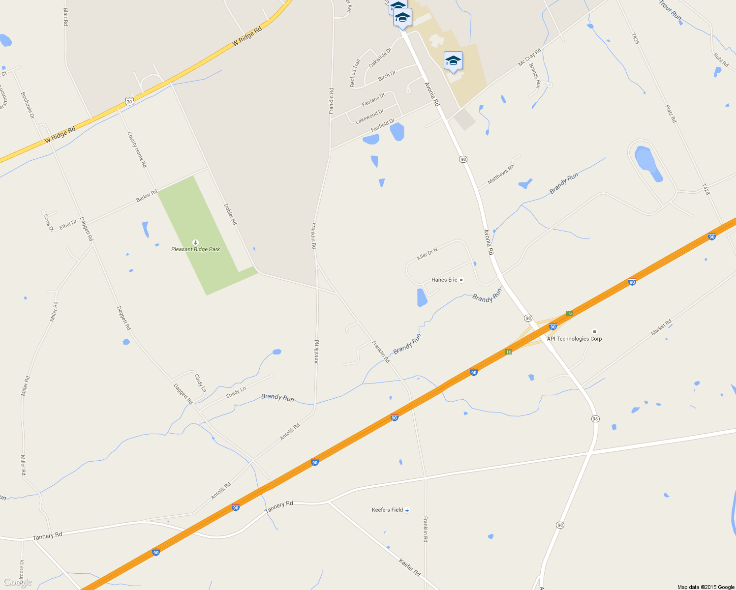 map of restaurants, bars, coffee shops, grocery stores, and more near 6901 Franklin Road in Fairview
