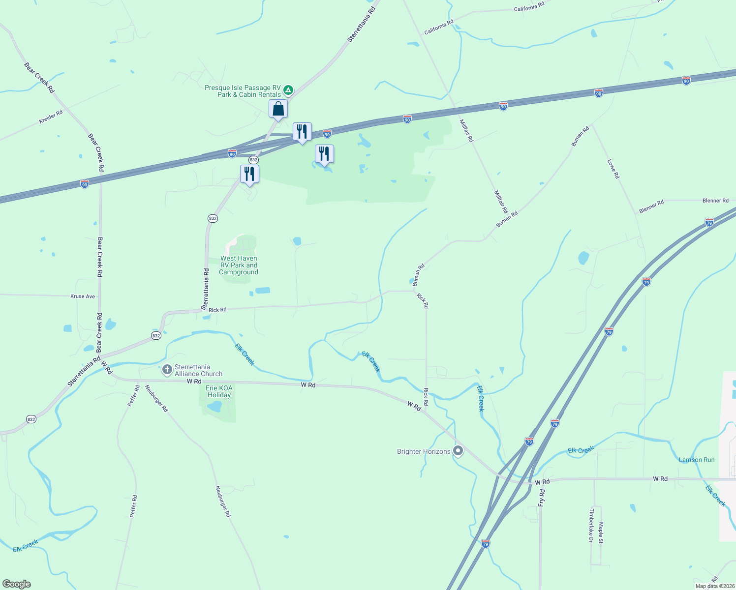 map of restaurants, bars, coffee shops, grocery stores, and more near 6300 Rick Rd in Fairview