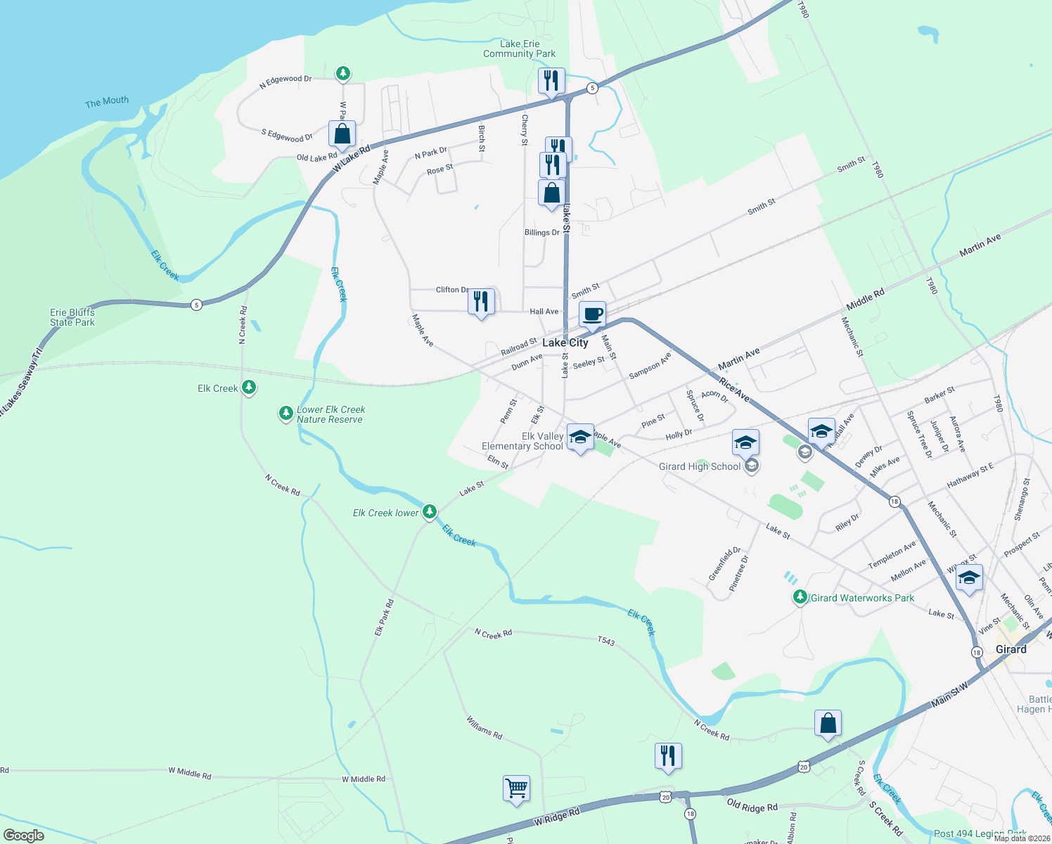 map of restaurants, bars, coffee shops, grocery stores, and more near 2598 Elk St in Lake City