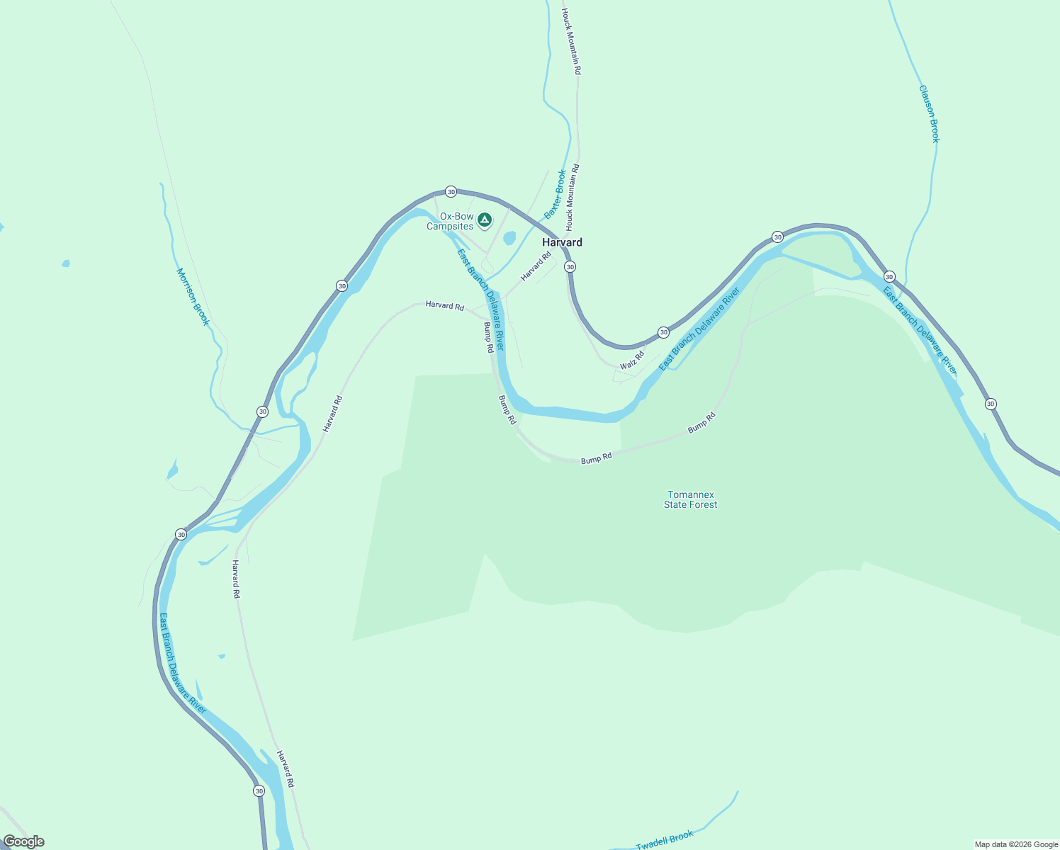 map of restaurants, bars, coffee shops, grocery stores, and more near 424 Bump Road in East Branch