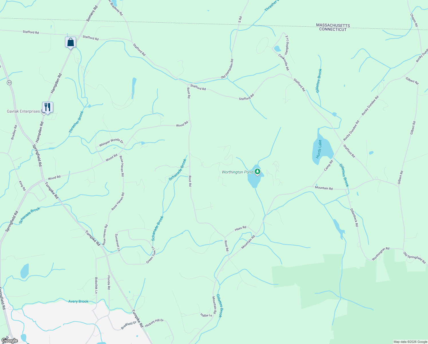 map of restaurants, bars, coffee shops, grocery stores, and more near 148 Root Road in Somers