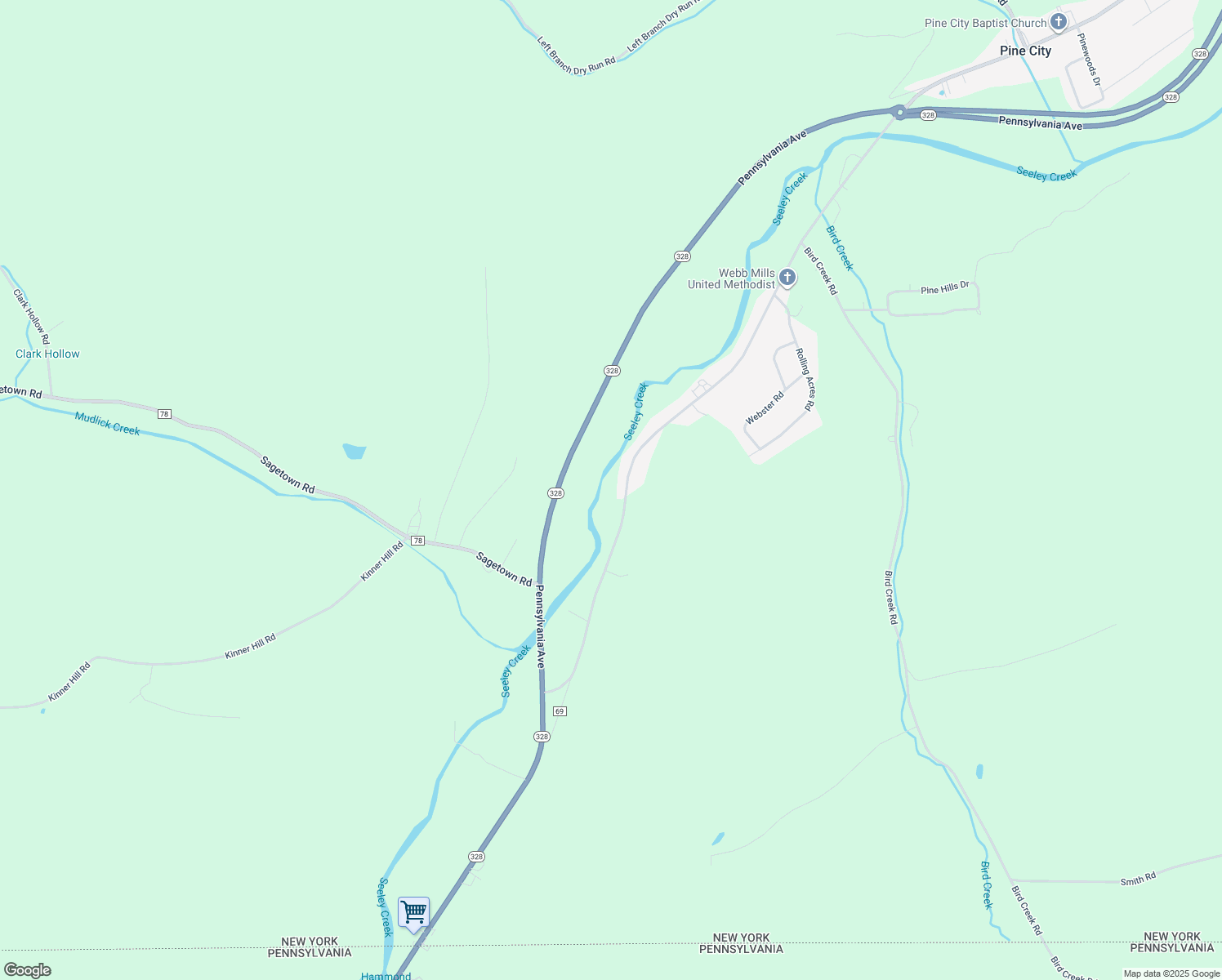 map of restaurants, bars, coffee shops, grocery stores, and more near 1706 Penna Avenue in Pine City