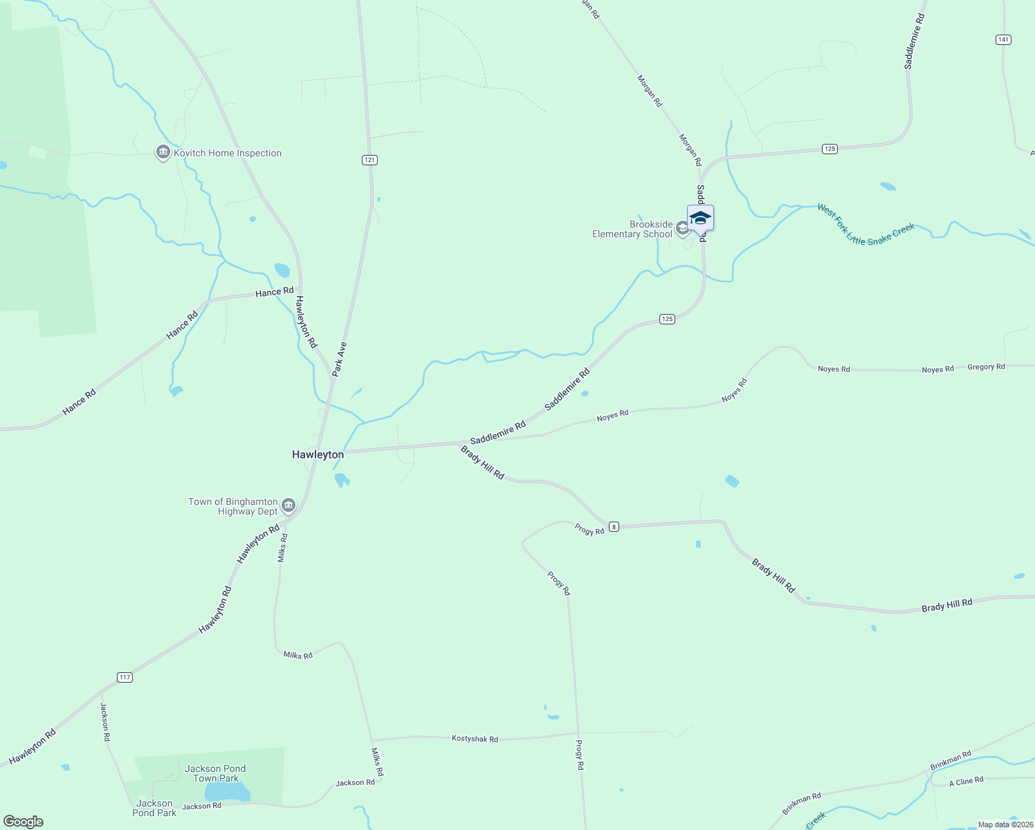 map of restaurants, bars, coffee shops, grocery stores, and more near 3639 Saddlemire Road in Binghamton
