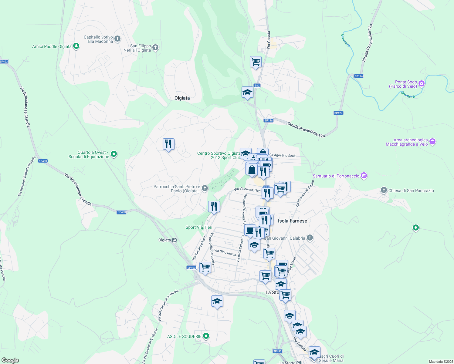 map of restaurants, bars, coffee shops, grocery stores, and more near in Roma