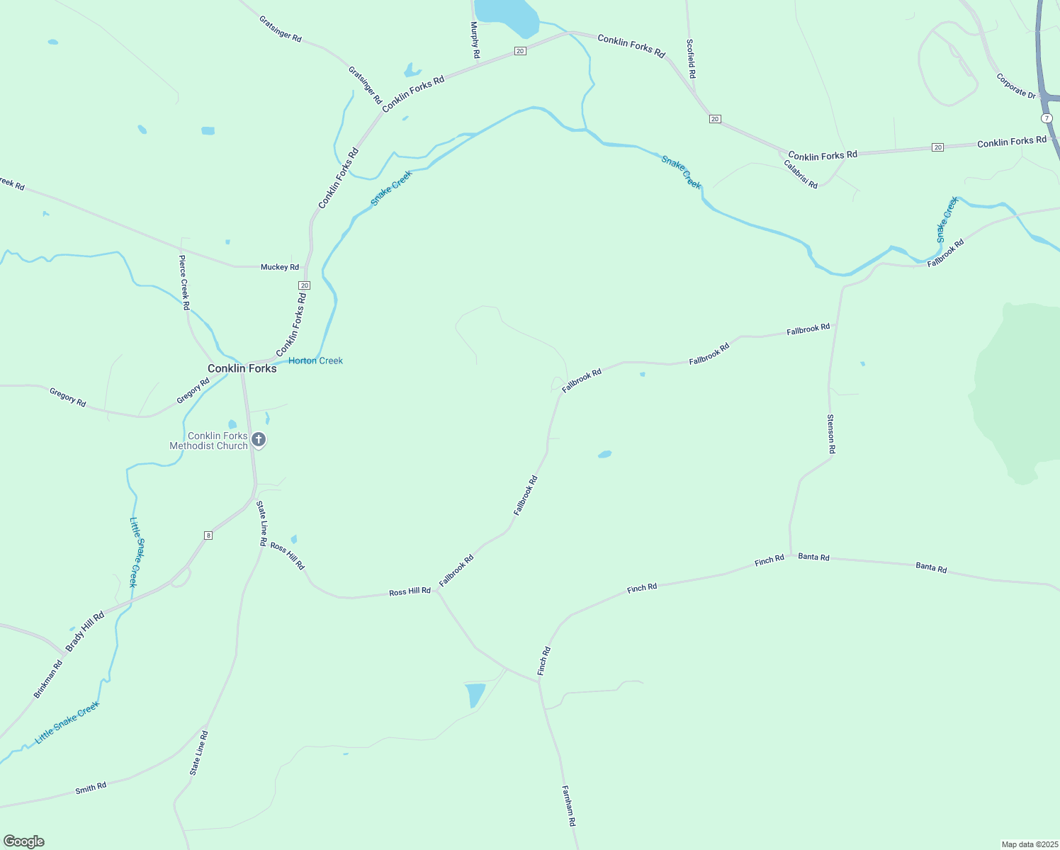 map of restaurants, bars, coffee shops, grocery stores, and more near 169 Fallbrook Road in Conklin