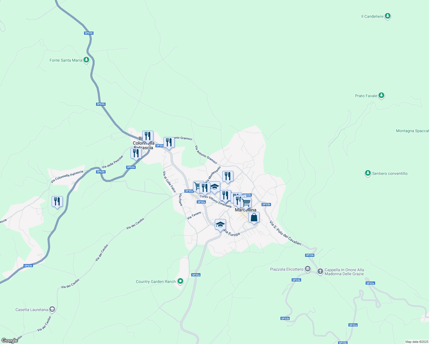 map of restaurants, bars, coffee shops, grocery stores, and more near 19 Via Montesanto in Città metropolitana di Roma Capitale