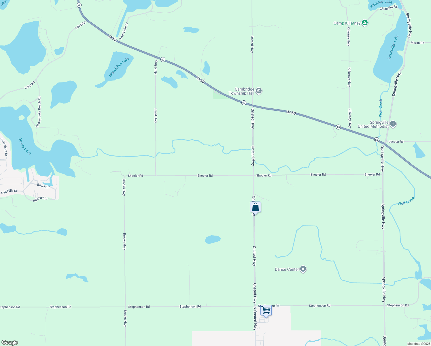 map of restaurants, bars, coffee shops, grocery stores, and more near 10270 Sheeler Road in Onsted