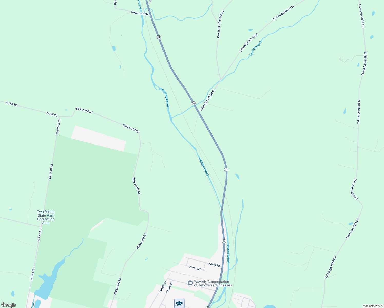 map of restaurants, bars, coffee shops, grocery stores, and more near 49 Fraley Road in Waverly