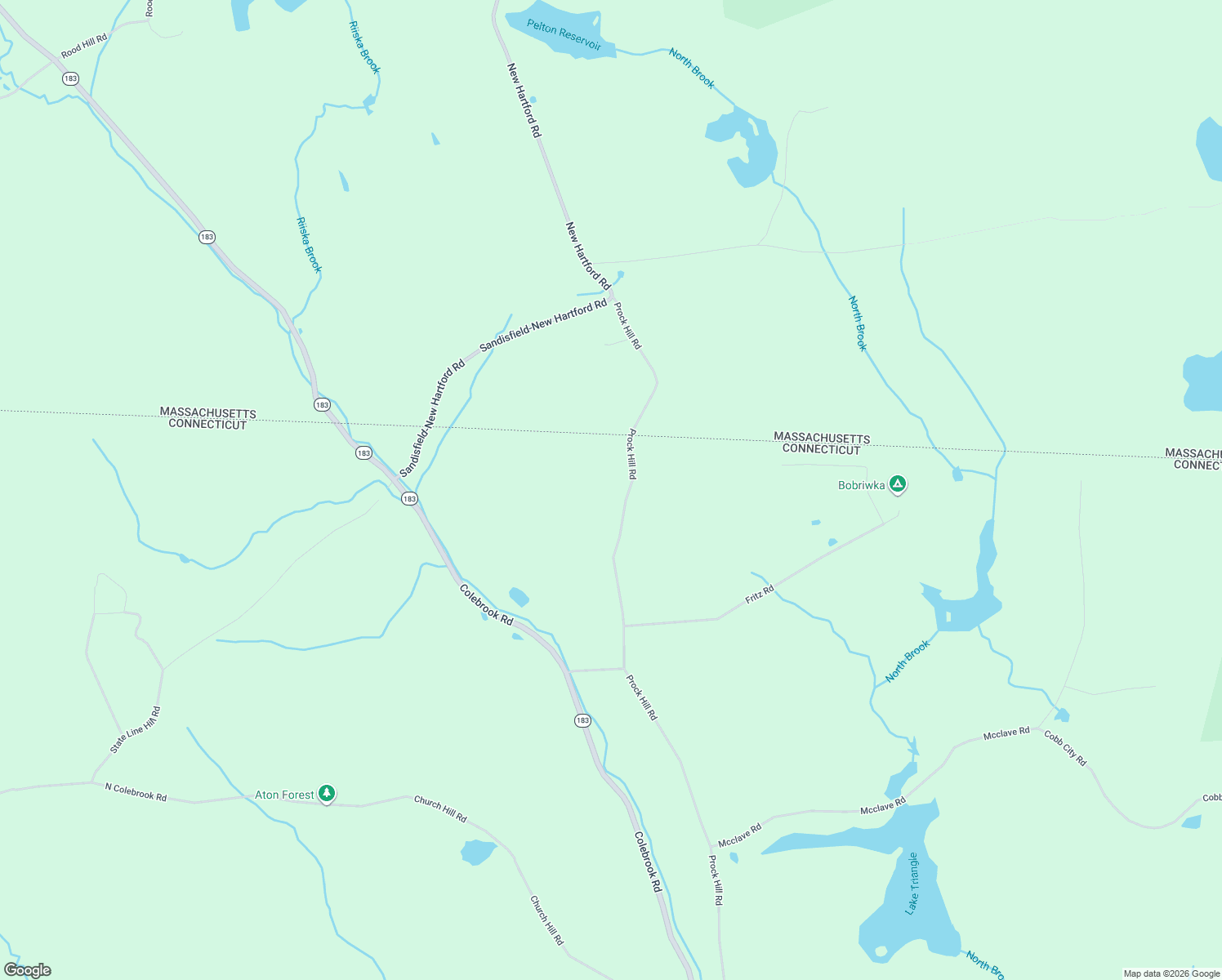 map of restaurants, bars, coffee shops, grocery stores, and more near 143 Prock Hill Road in Colebrook