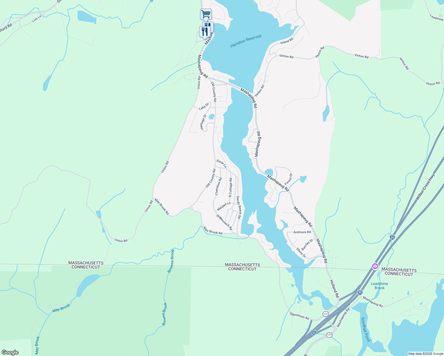 map of restaurants, bars, coffee shops, grocery stores, and more near 9C Old County Lane in Holland