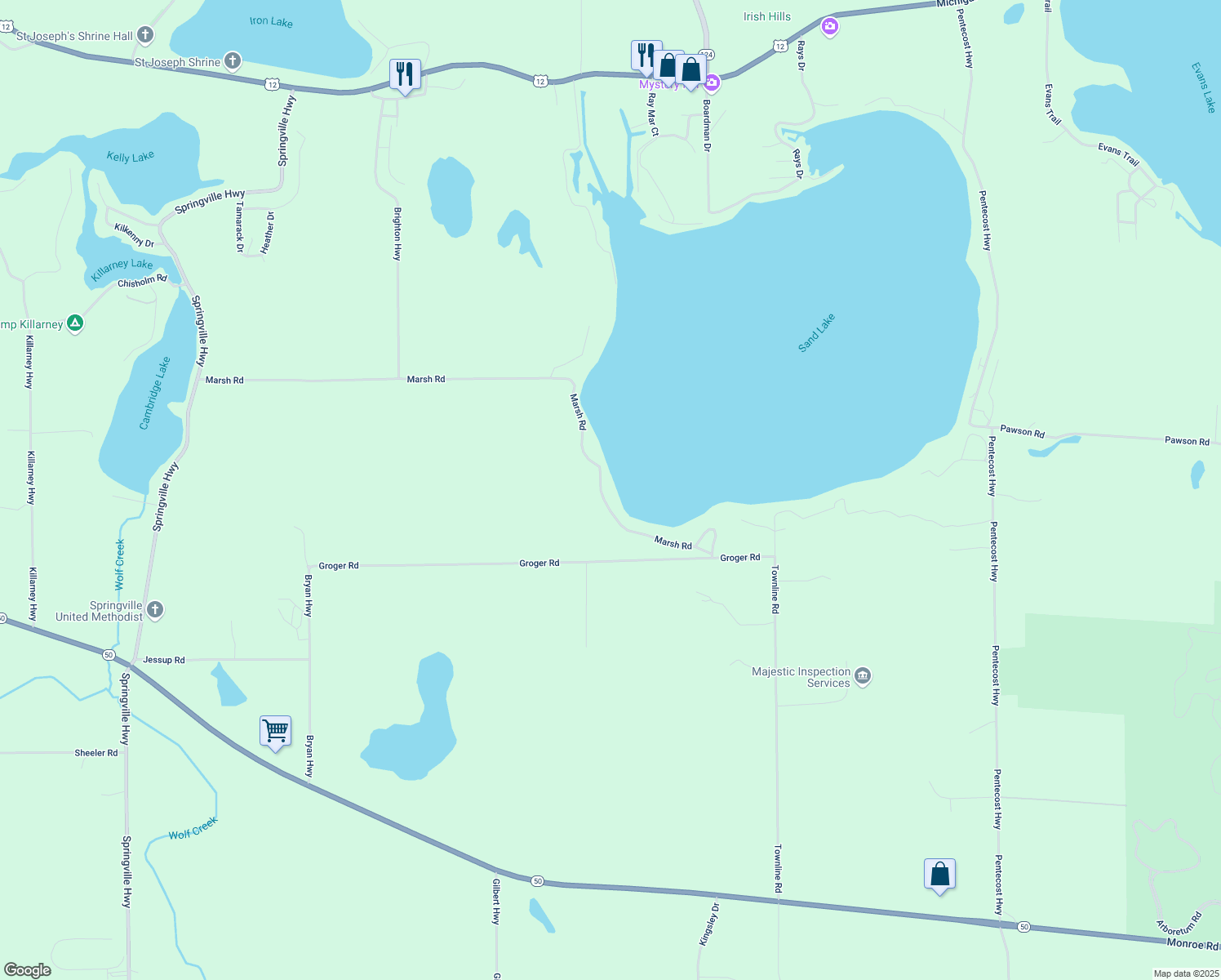 map of restaurants, bars, coffee shops, grocery stores, and more near 2984 Lyster Dr in Onsted