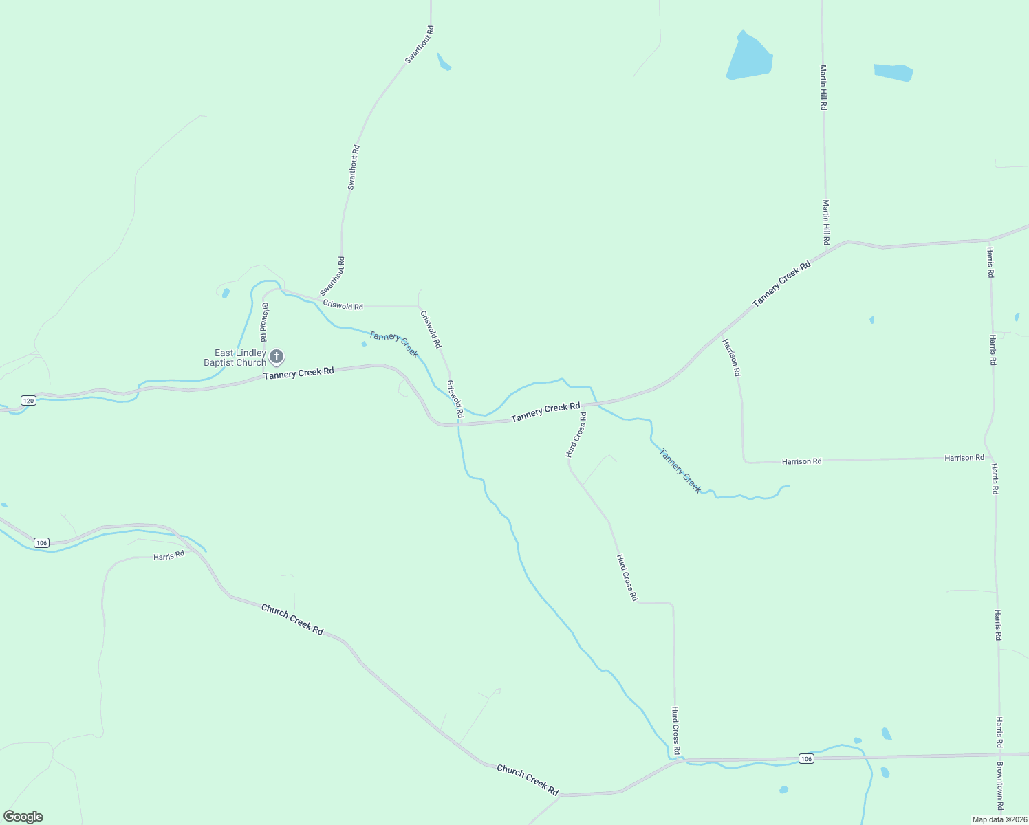 map of restaurants, bars, coffee shops, grocery stores, and more near 10299 Tannery Creek Road in Lindley