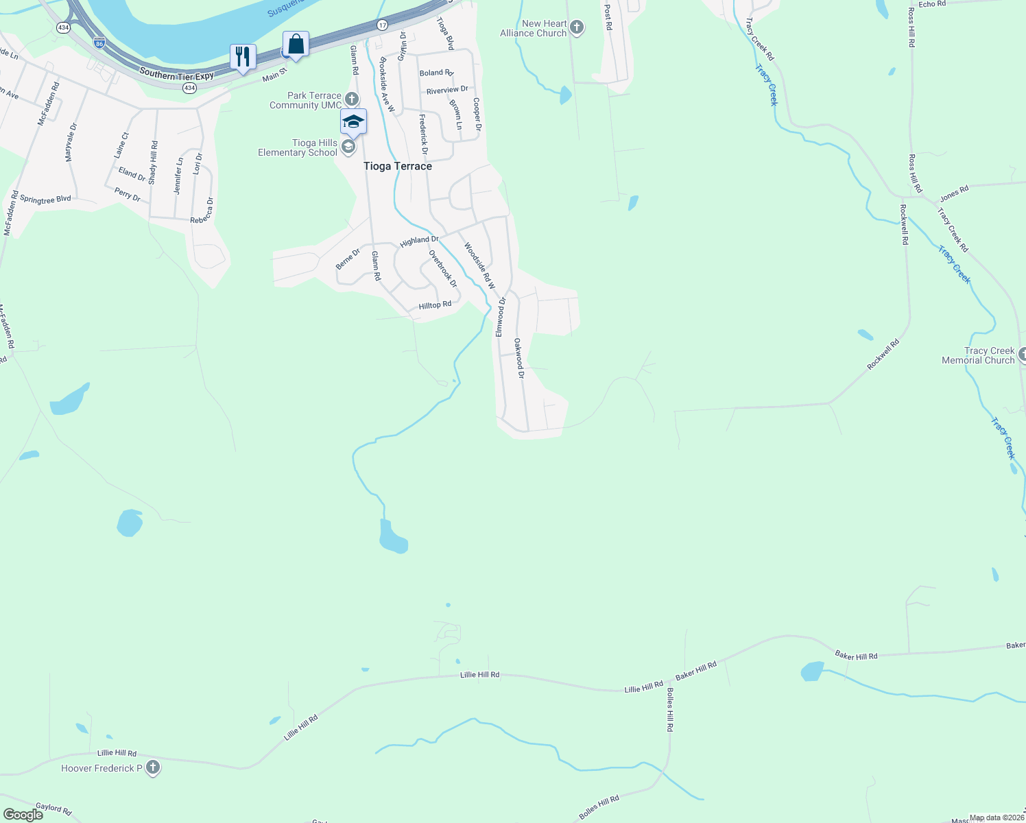 map of restaurants, bars, coffee shops, grocery stores, and more near 69 Elmwood Dr in Apalachin