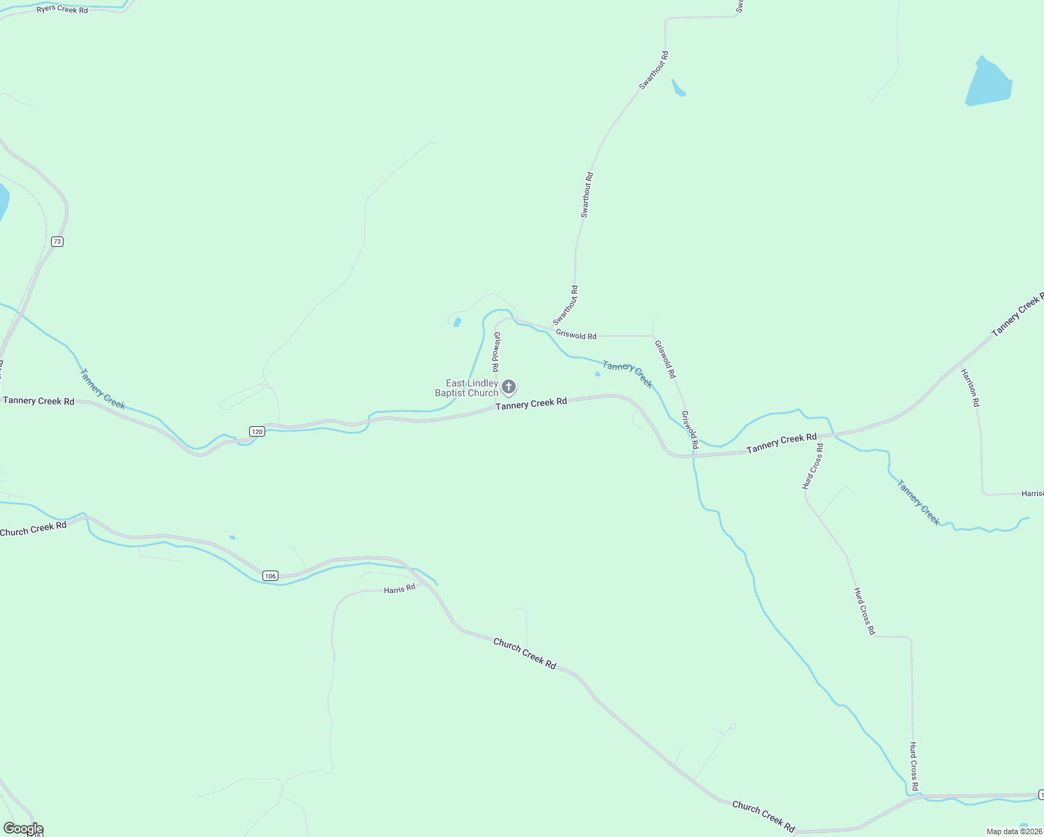 map of restaurants, bars, coffee shops, grocery stores, and more near 10060 Tannery Creek Road in Corning