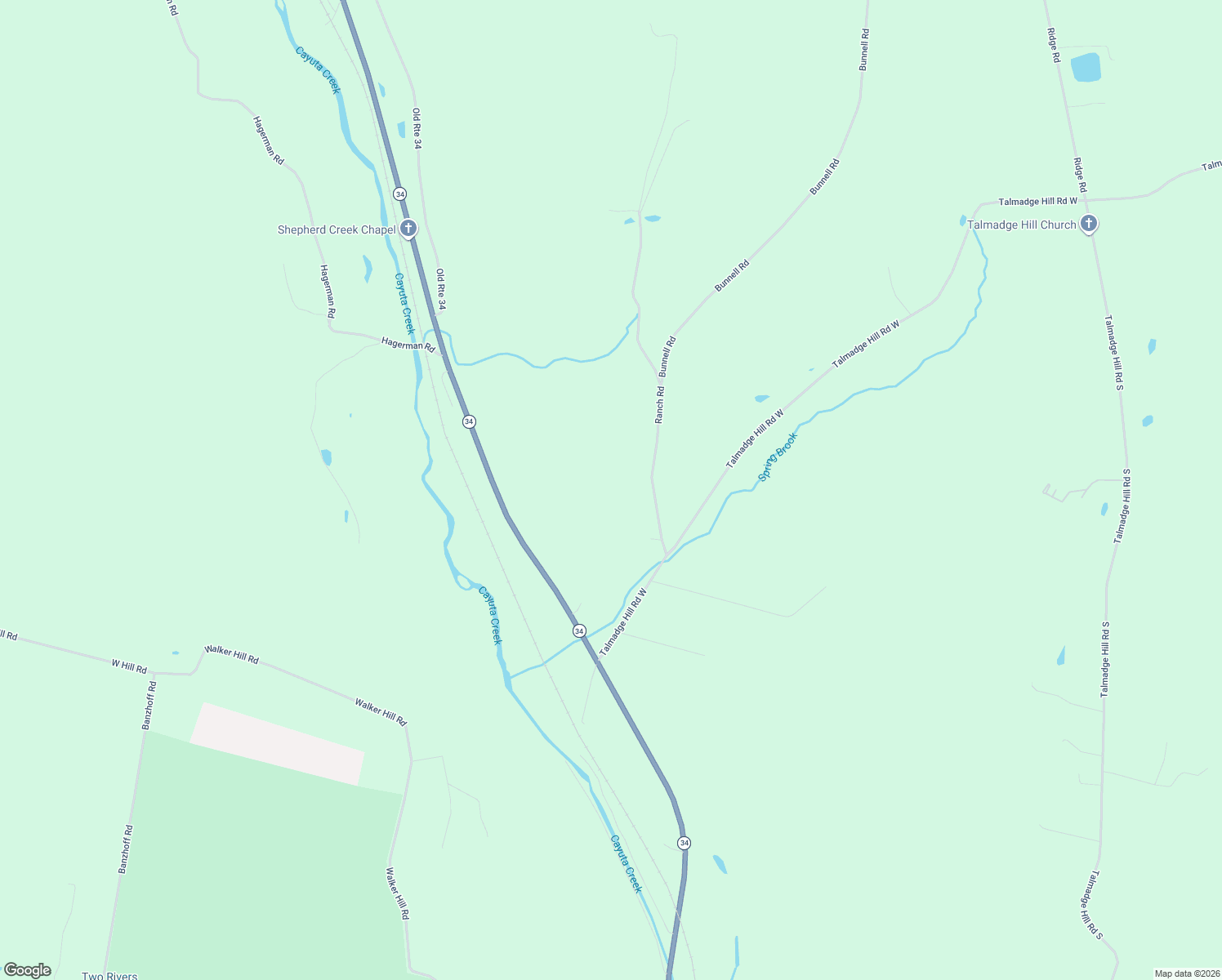 map of restaurants, bars, coffee shops, grocery stores, and more near 53 Ranch Road in Waverly