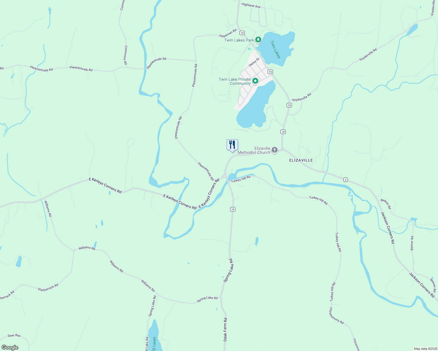 map of restaurants, bars, coffee shops, grocery stores, and more near 637 East Kerley Corners Road in Elizaville