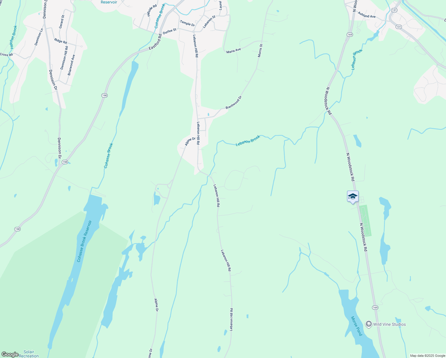 map of restaurants, bars, coffee shops, grocery stores, and more near 18 Stony Brook Drive in Southbridge