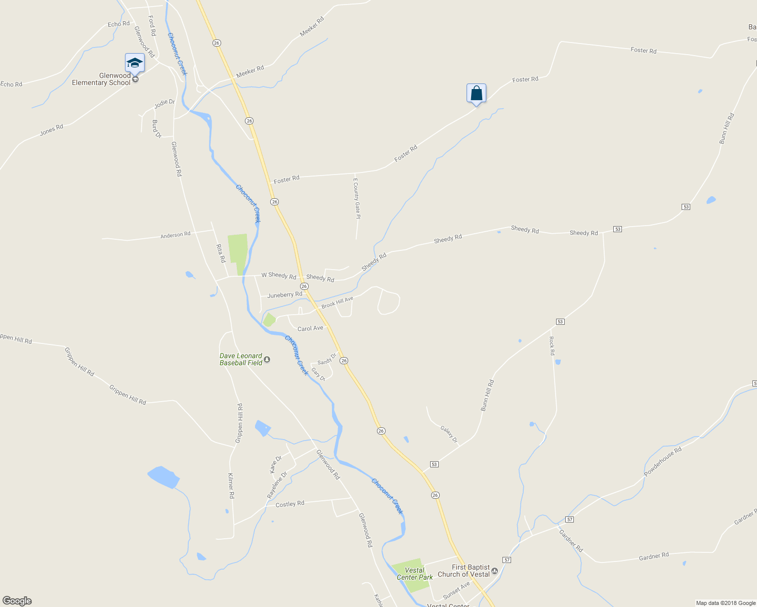 map of restaurants, bars, coffee shops, grocery stores, and more near 482 Brook Hill Avenue in Vestal