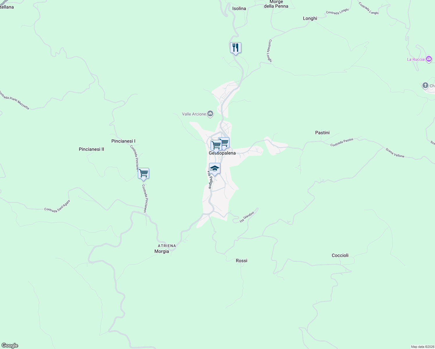 map of restaurants, bars, coffee shops, grocery stores, and more near 21 Via Monte Calvario in Gessopalena
