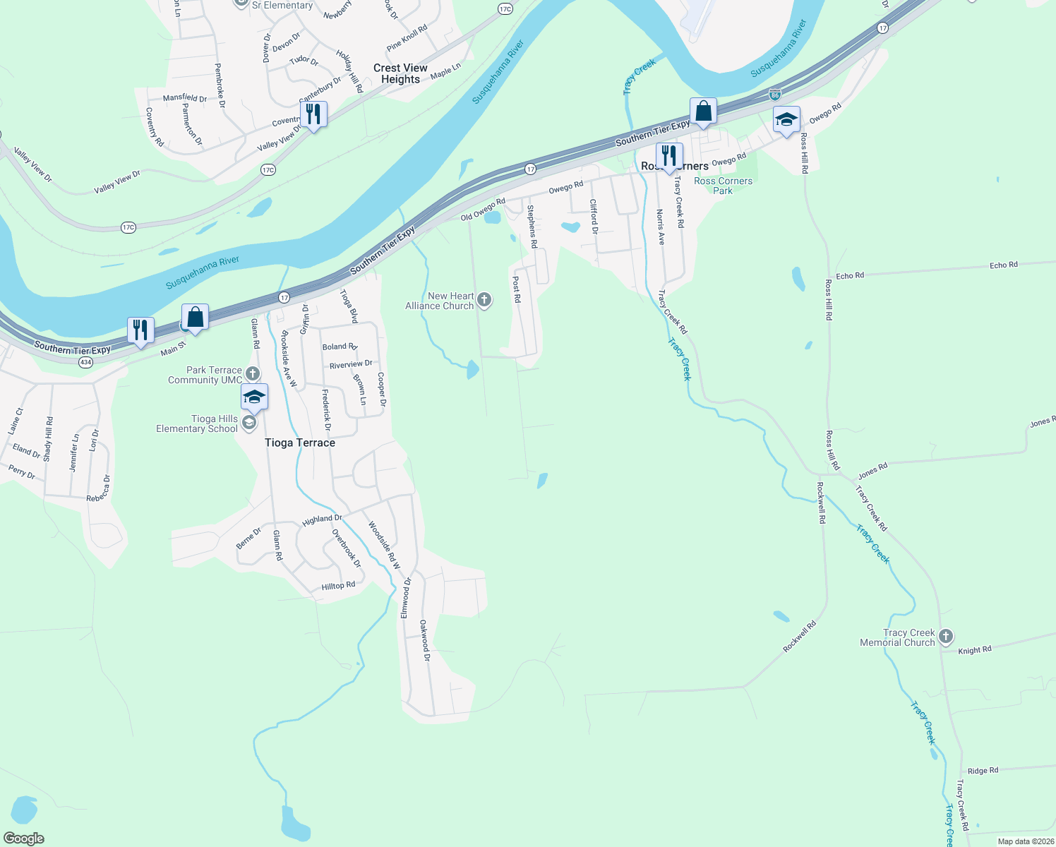 map of restaurants, bars, coffee shops, grocery stores, and more near 788 Tobey Rd in Apalachin