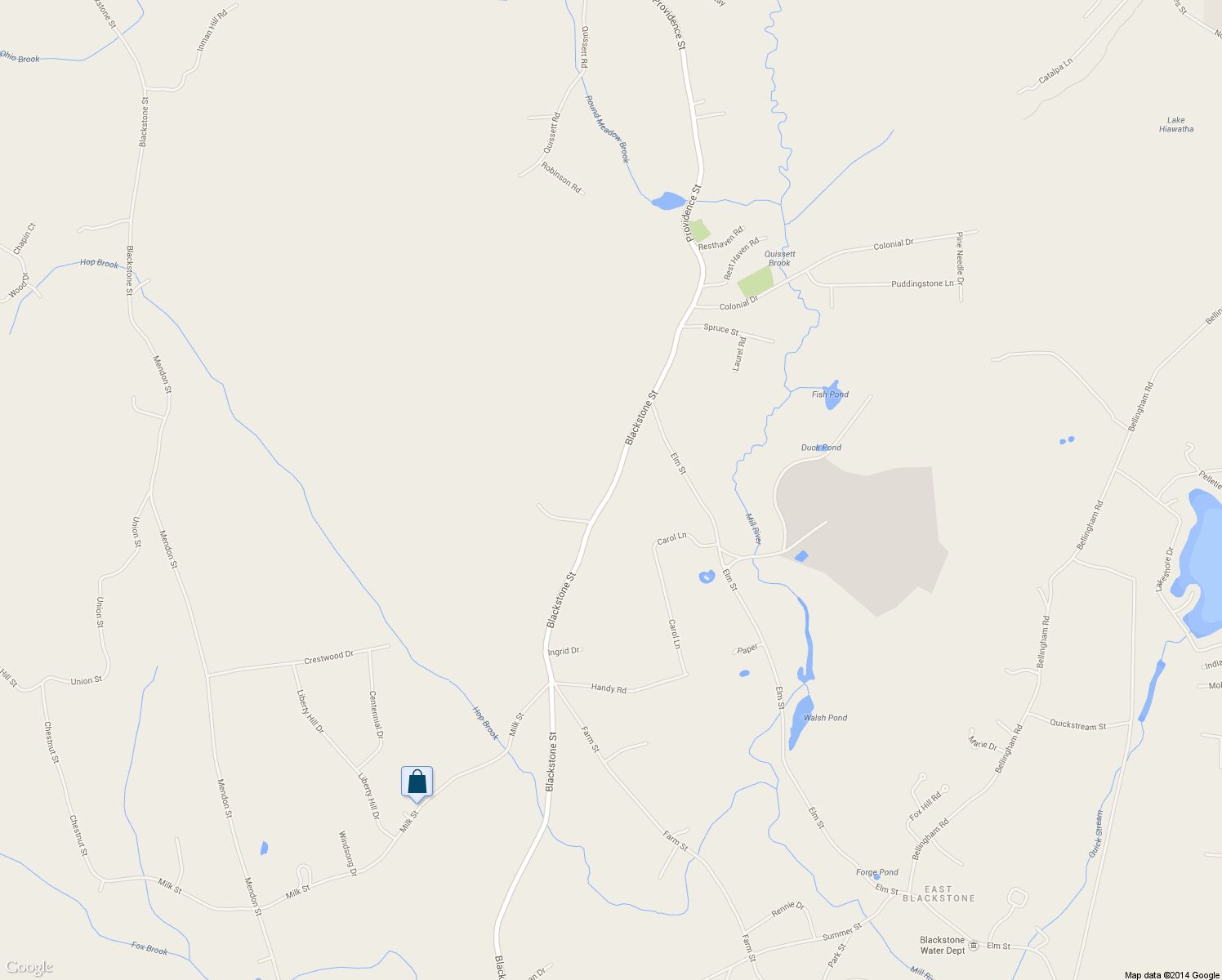 map of restaurants, bars, coffee shops, grocery stores, and more near 293 Blackstone Street in Blackstone
