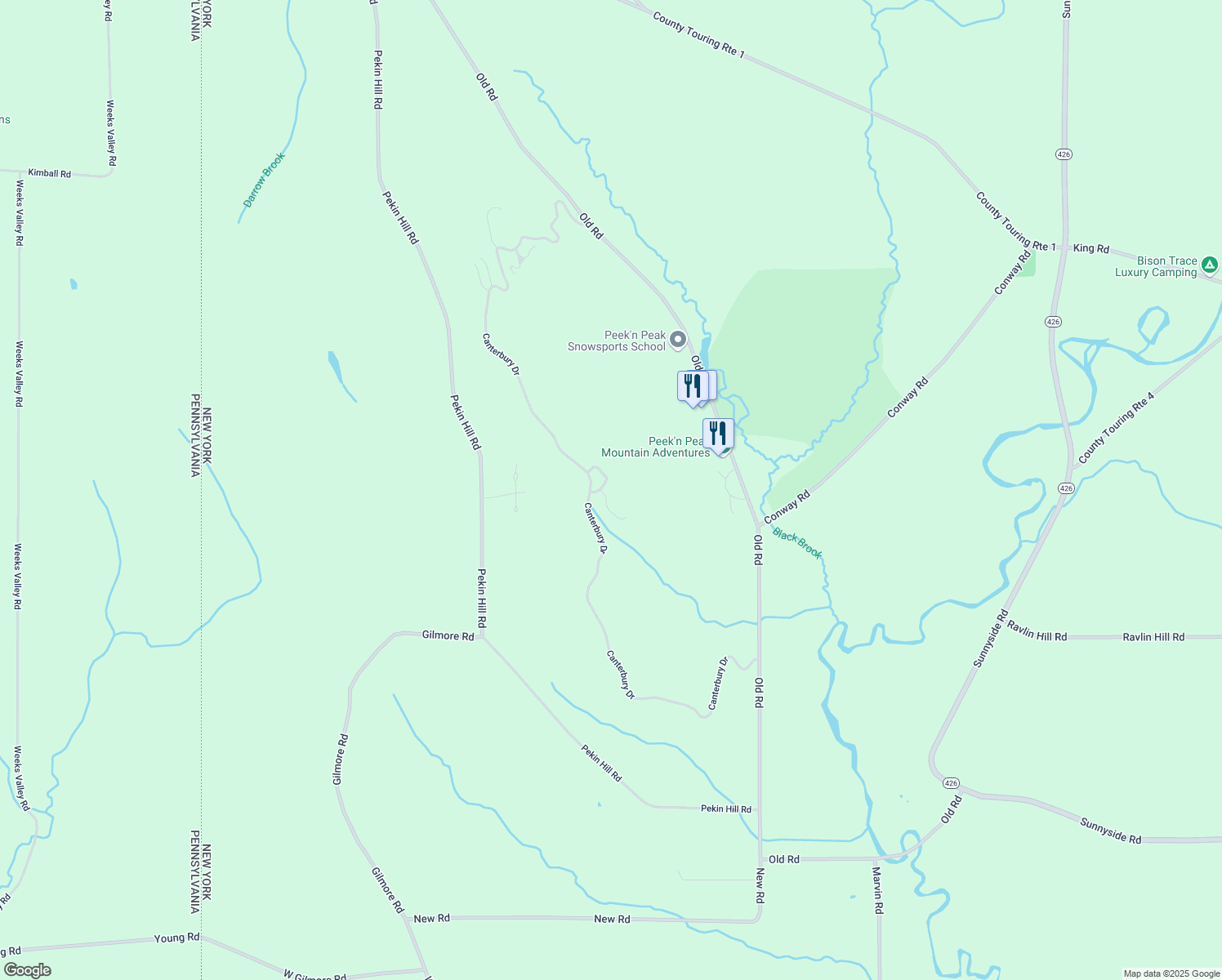 map of restaurants, bars, coffee shops, grocery stores, and more near 8406 Canterbury Drive in French Creek