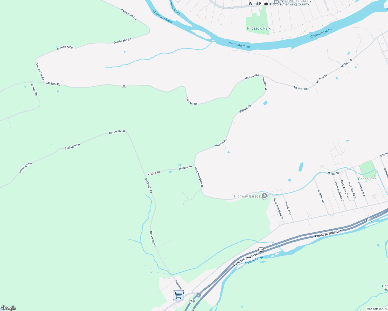 map of restaurants, bars, coffee shops, grocery stores, and more near 103 Holden Rd in Pine City