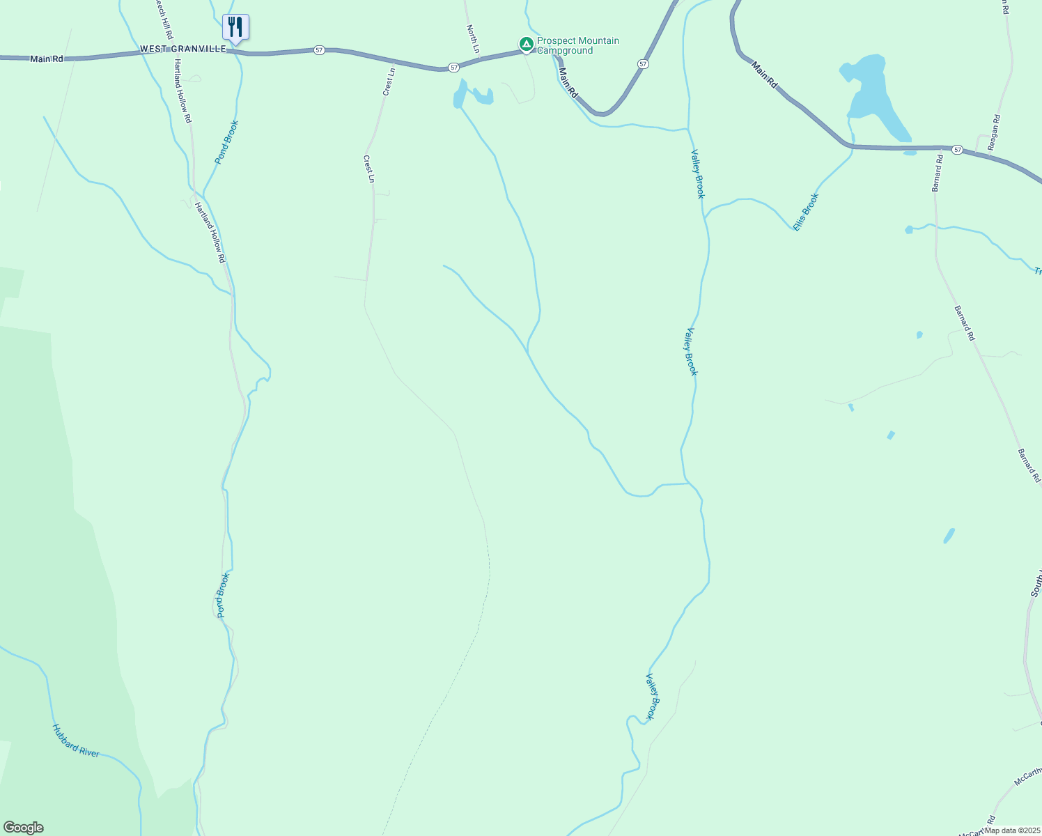 map of restaurants, bars, coffee shops, grocery stores, and more near 270 Crest Lane in Granville