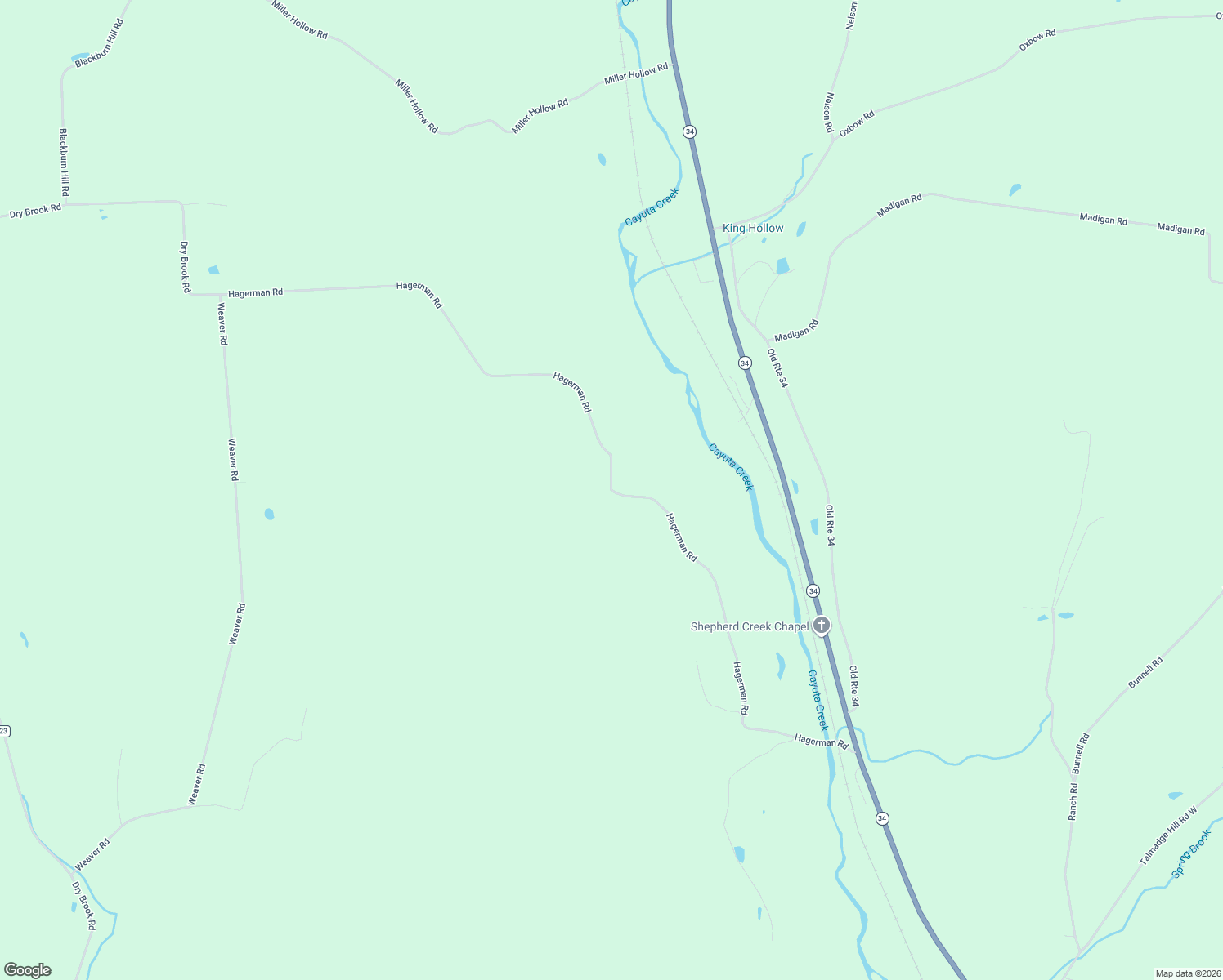 map of restaurants, bars, coffee shops, grocery stores, and more near 2264 Hagerman Road in Waverly
