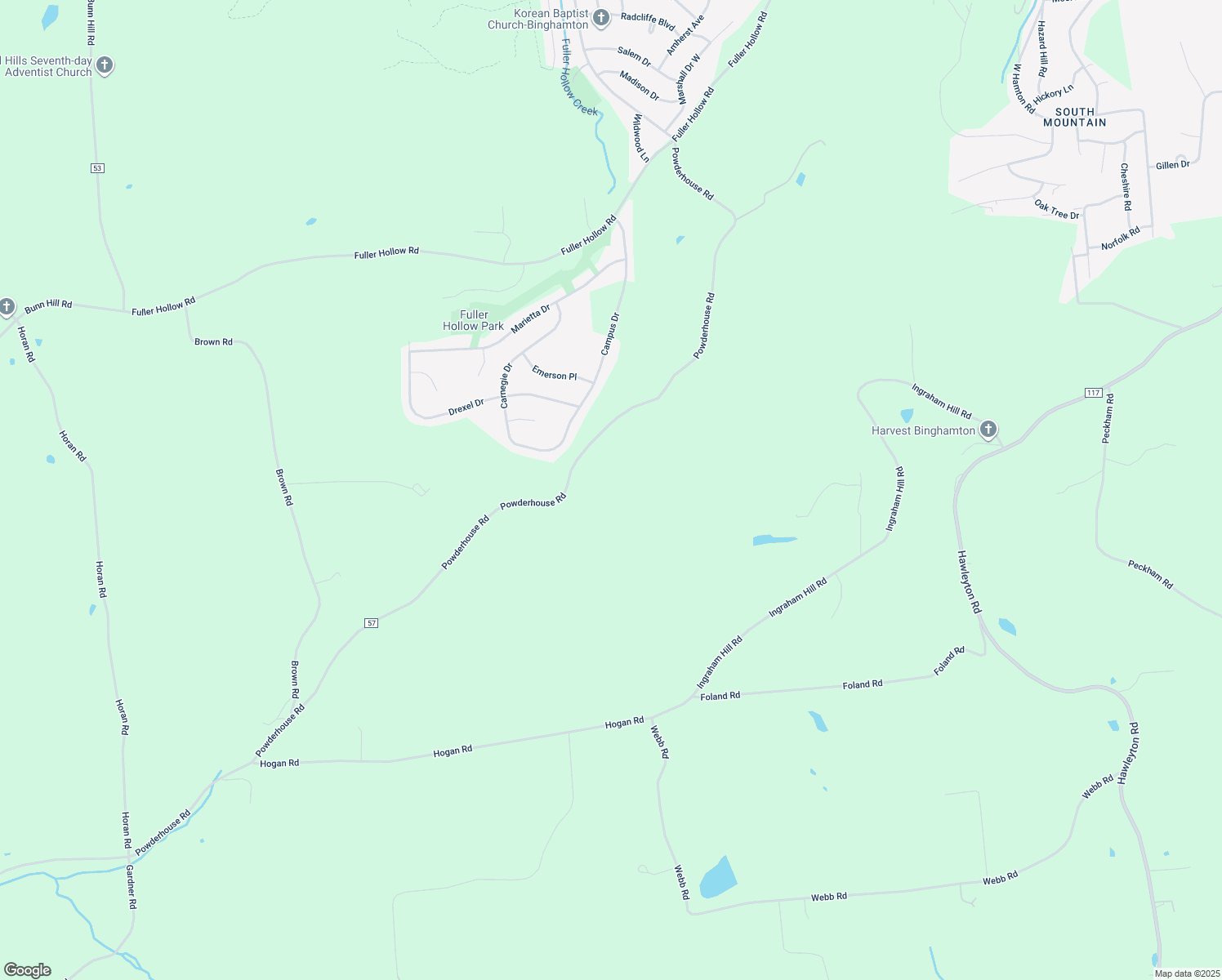 map of restaurants, bars, coffee shops, grocery stores, and more near 884 Powderhouse Road in Vestal