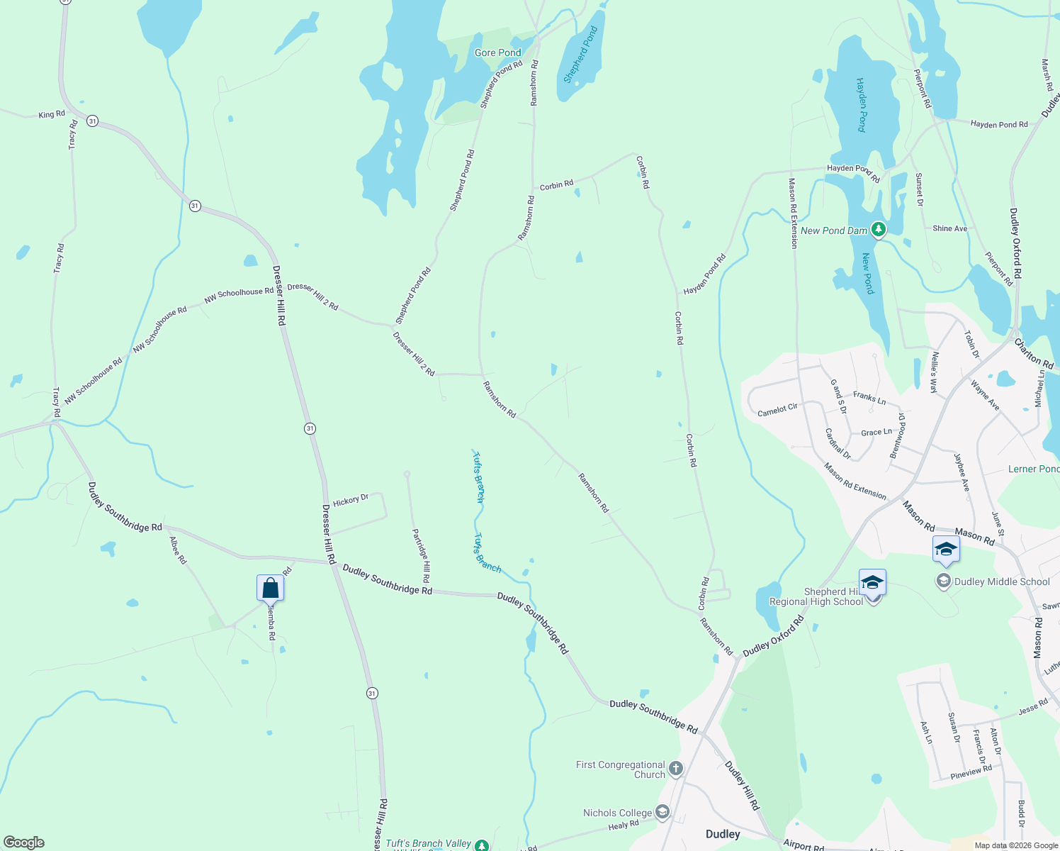 map of restaurants, bars, coffee shops, grocery stores, and more near 95 Ramshorn Road in Dudley