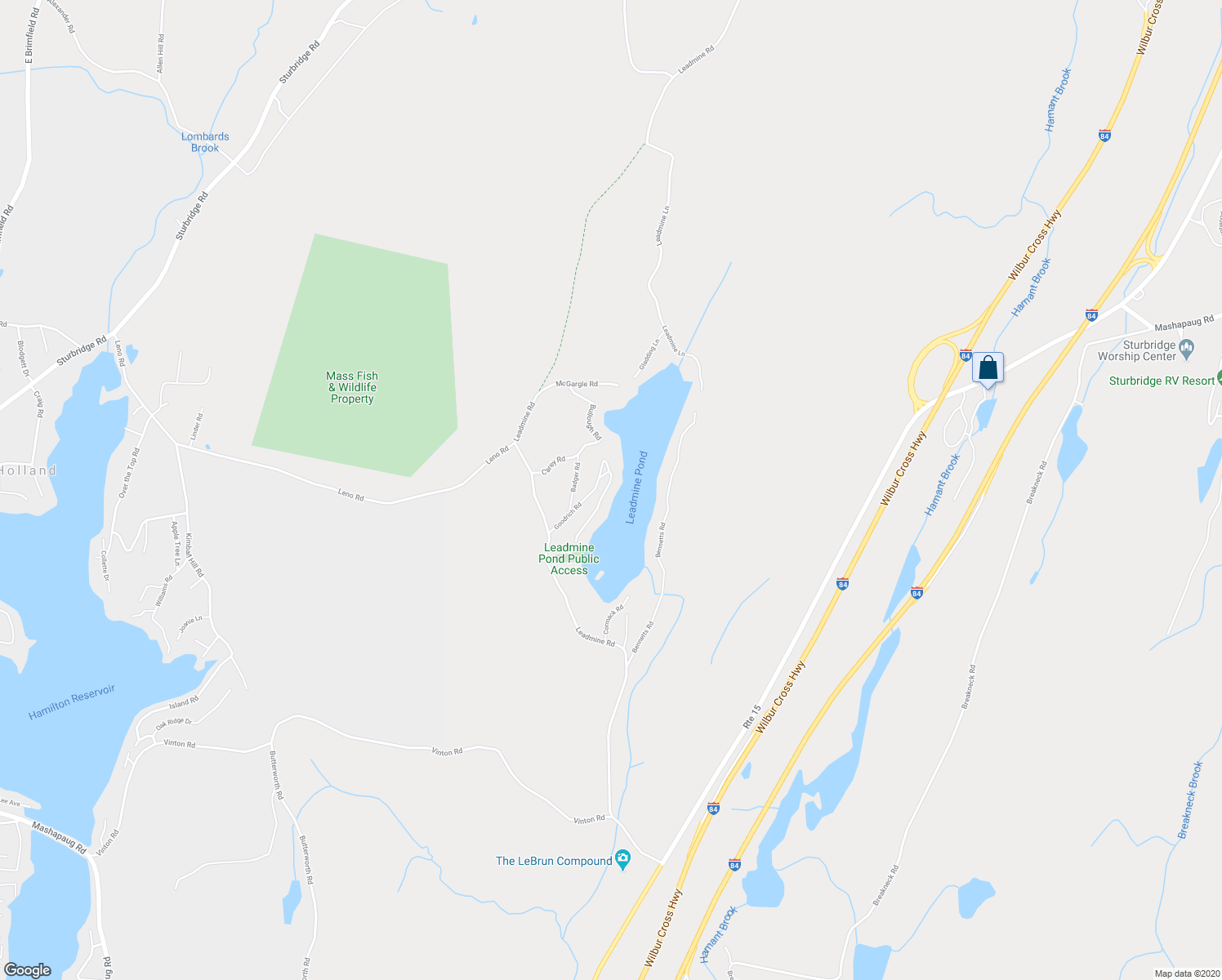 map of restaurants, bars, coffee shops, grocery stores, and more near 36 Goodrich Road in Sturbridge