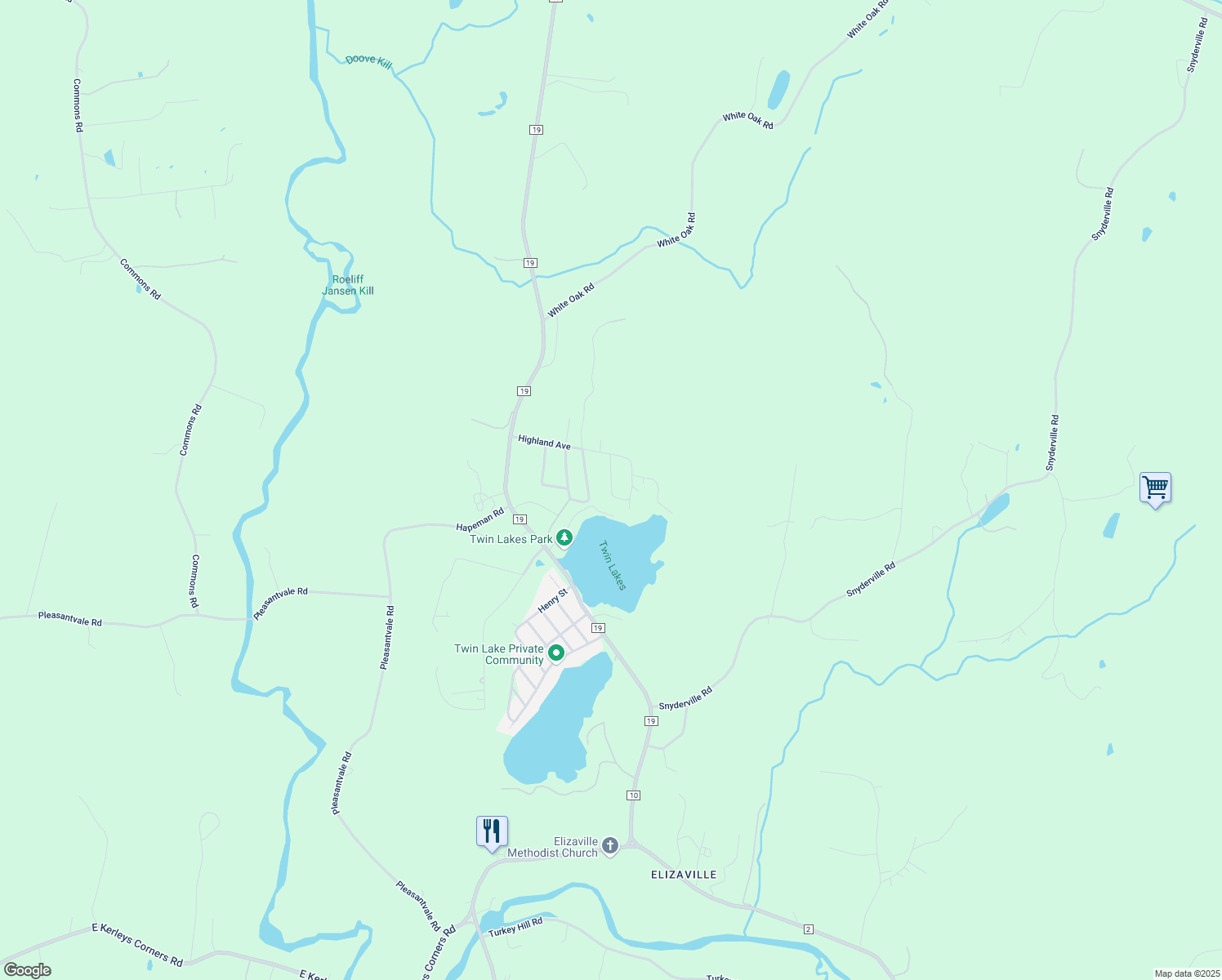 map of restaurants, bars, coffee shops, grocery stores, and more near 26 Fairview Ave in Elizaville