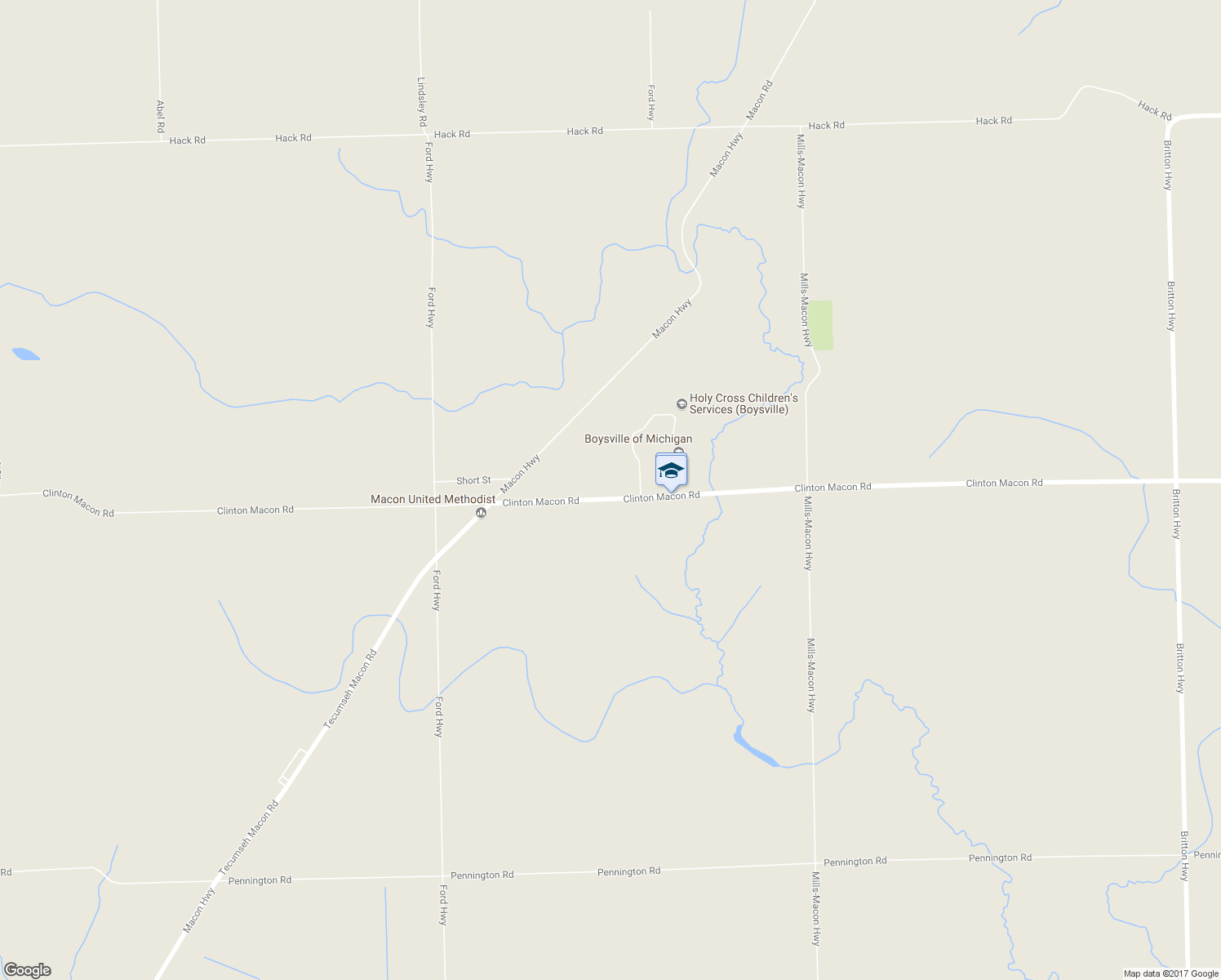 map of restaurants, bars, coffee shops, grocery stores, and more near 8510 Clinton Macon Road in Clinton