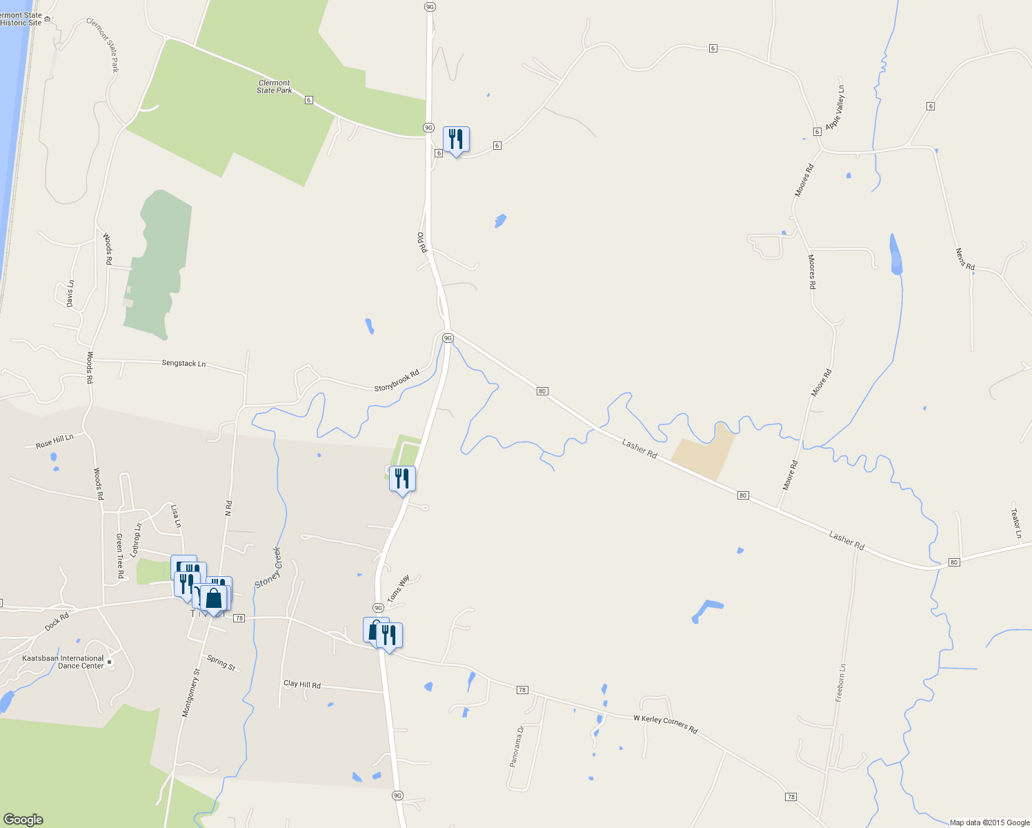 map of restaurants, bars, coffee shops, grocery stores, and more near 60 Lasher Road in Tivoli