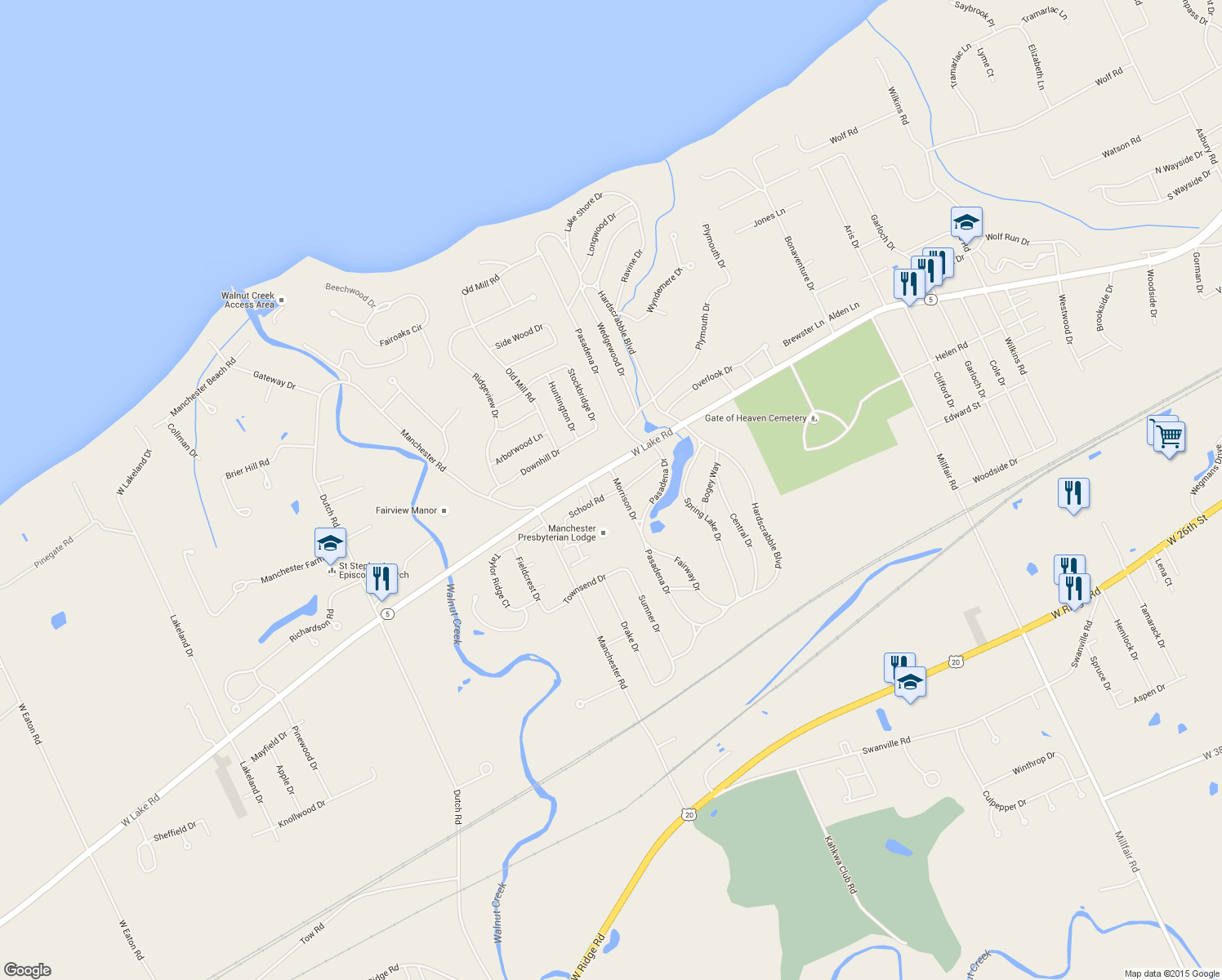 map of restaurants, bars, coffee shops, grocery stores, and more near 1206 Morrison Dr in Erie