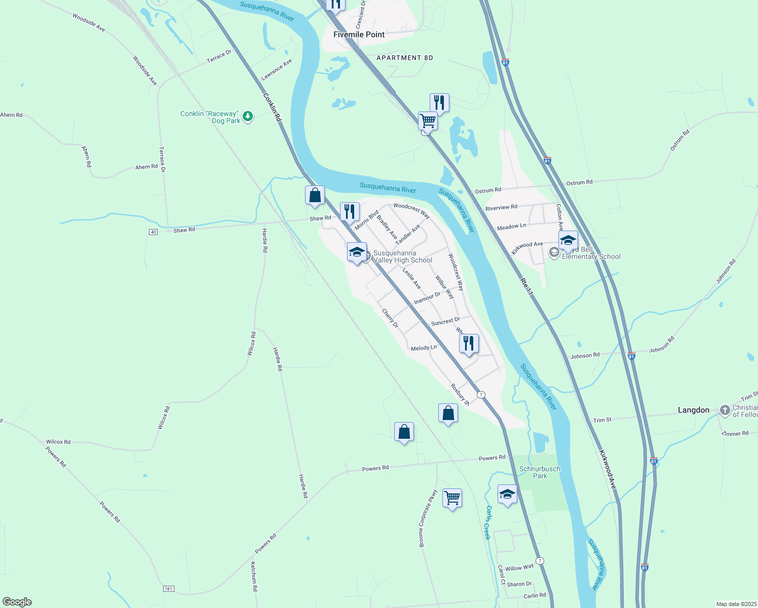 map of restaurants, bars, coffee shops, grocery stores, and more near 26 Cherry Dr in Broome