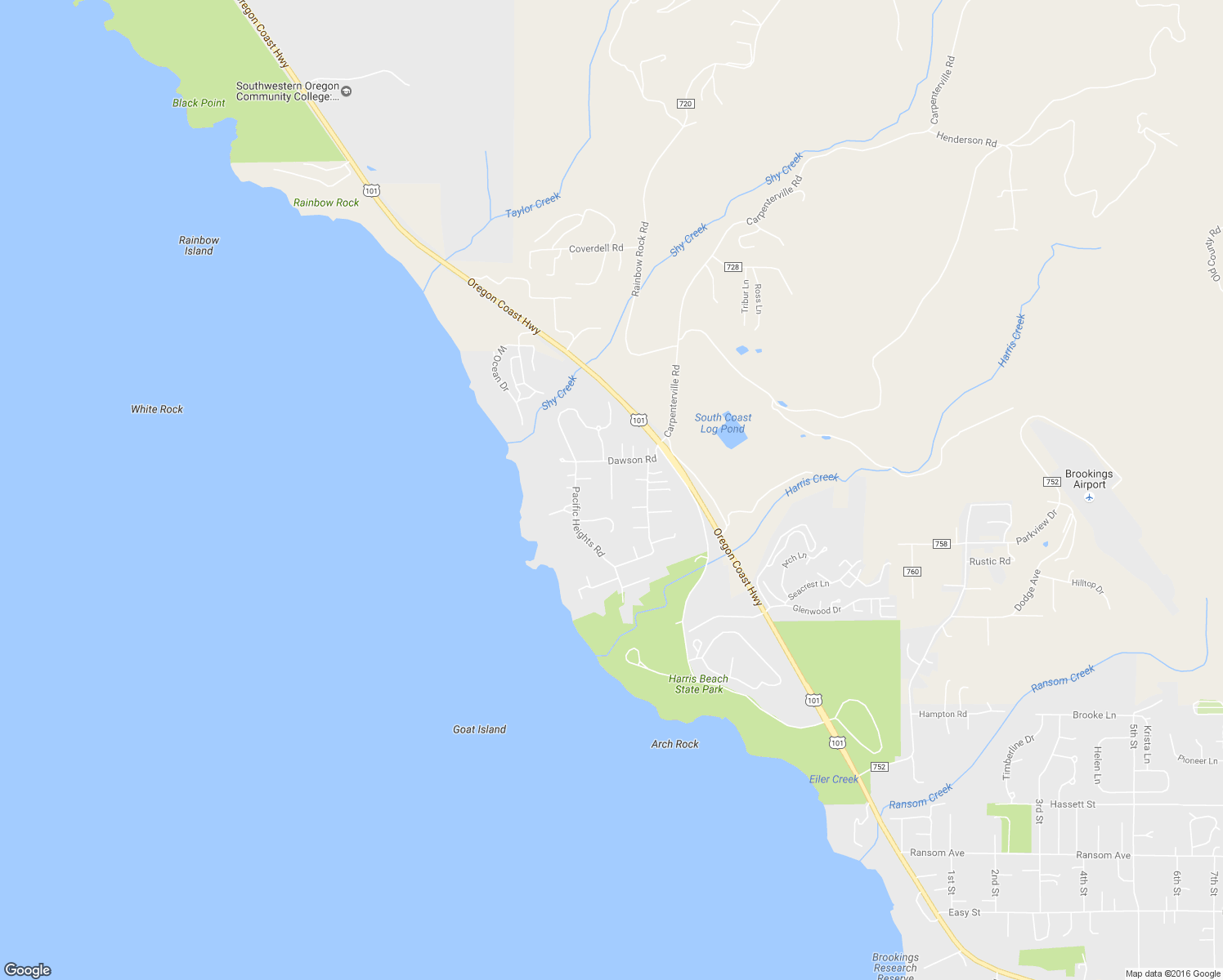 map of restaurants, bars, coffee shops, grocery stores, and more near 17250 Garvin Court in Brookings