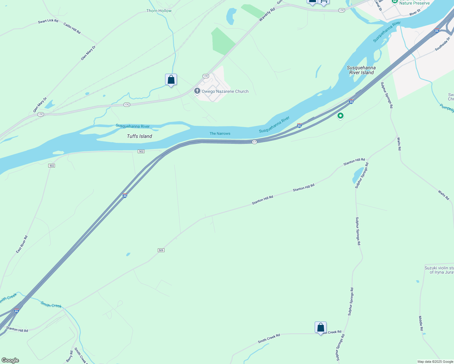 map of restaurants, bars, coffee shops, grocery stores, and more near 2116 County Road 509 in Nichols