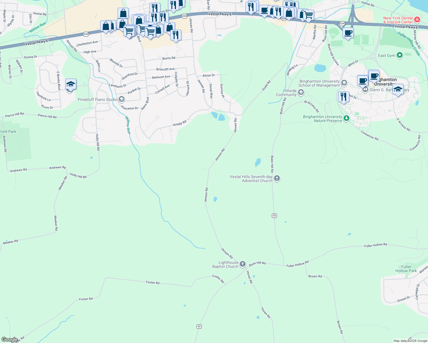 map of restaurants, bars, coffee shops, grocery stores, and more near 753 Jensen Road in Broome