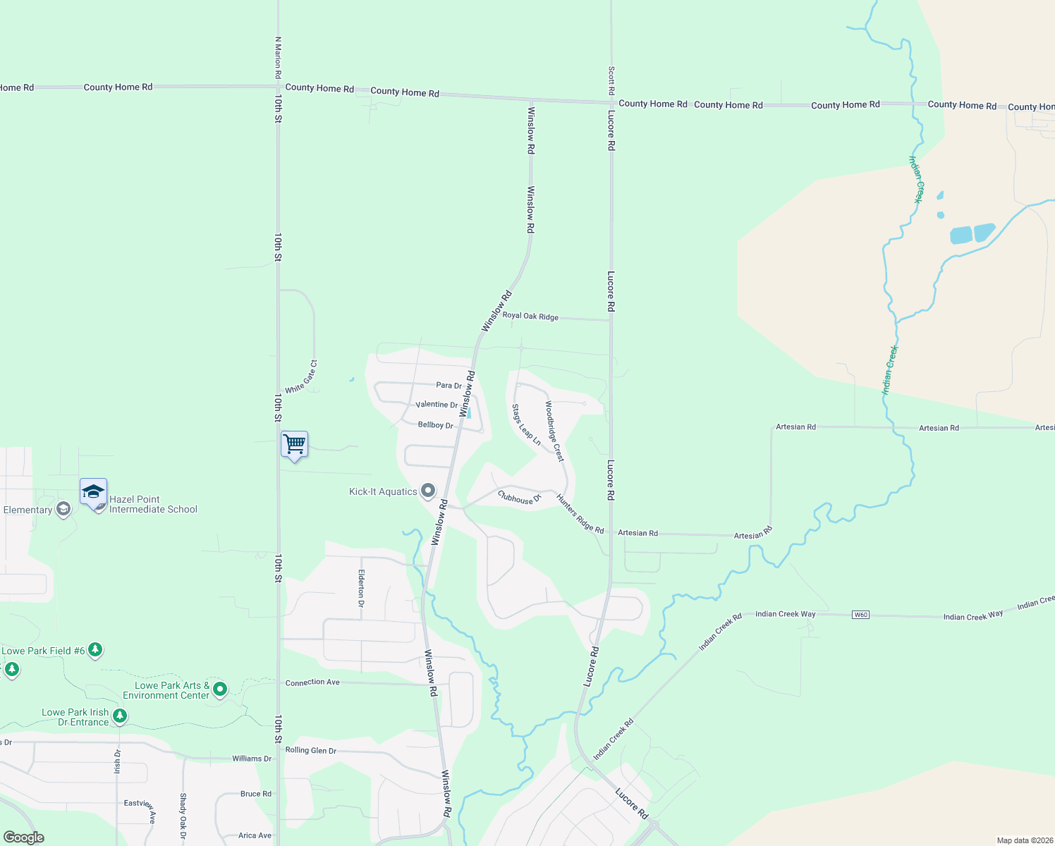 map of restaurants, bars, coffee shops, grocery stores, and more near 5845 Stags Leap Ln in Marion